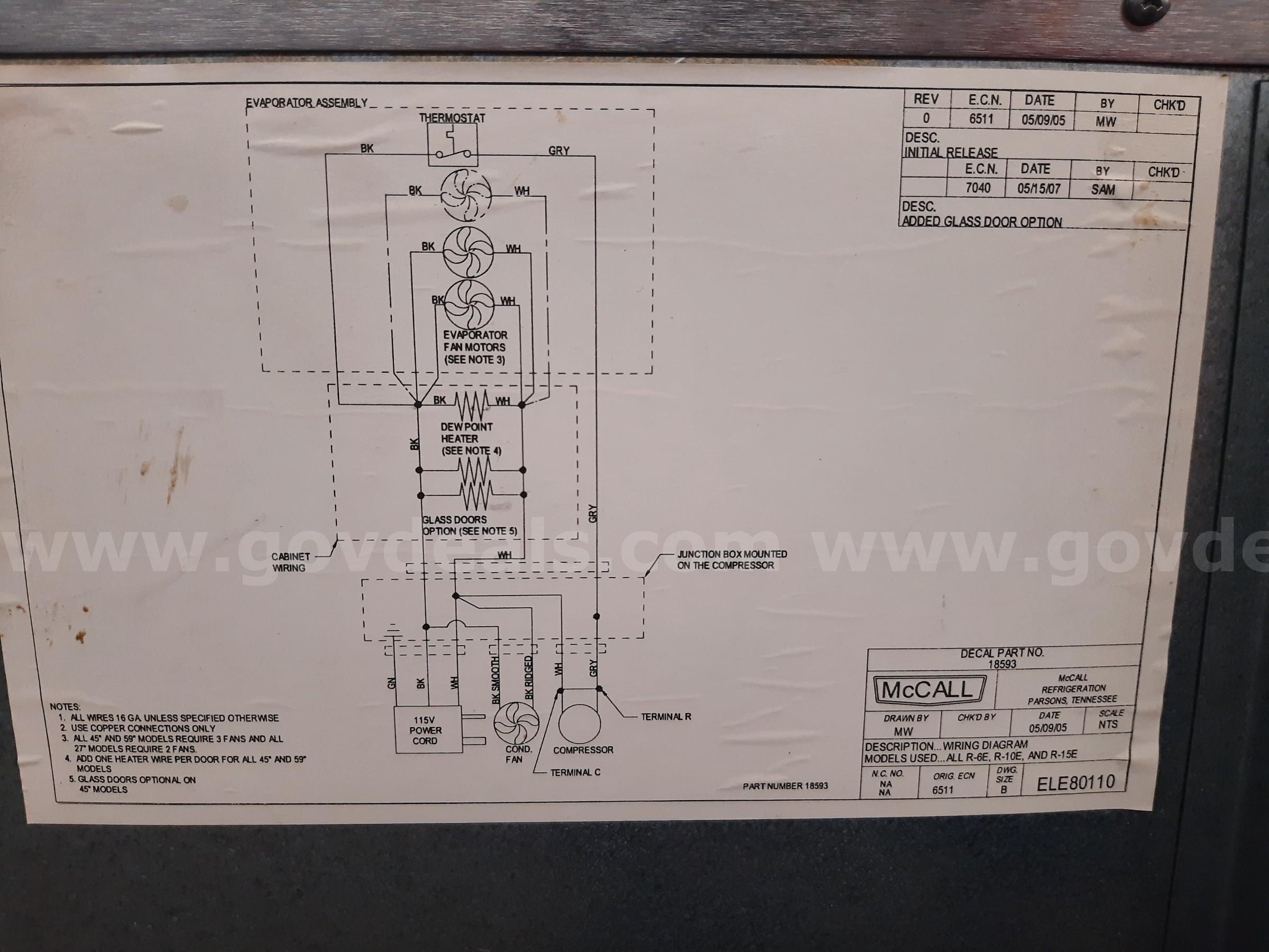 MCCALL COMMERCIAL REFRIGERATOR MCCALL R-6E Government Surplus Auction - Photo #4