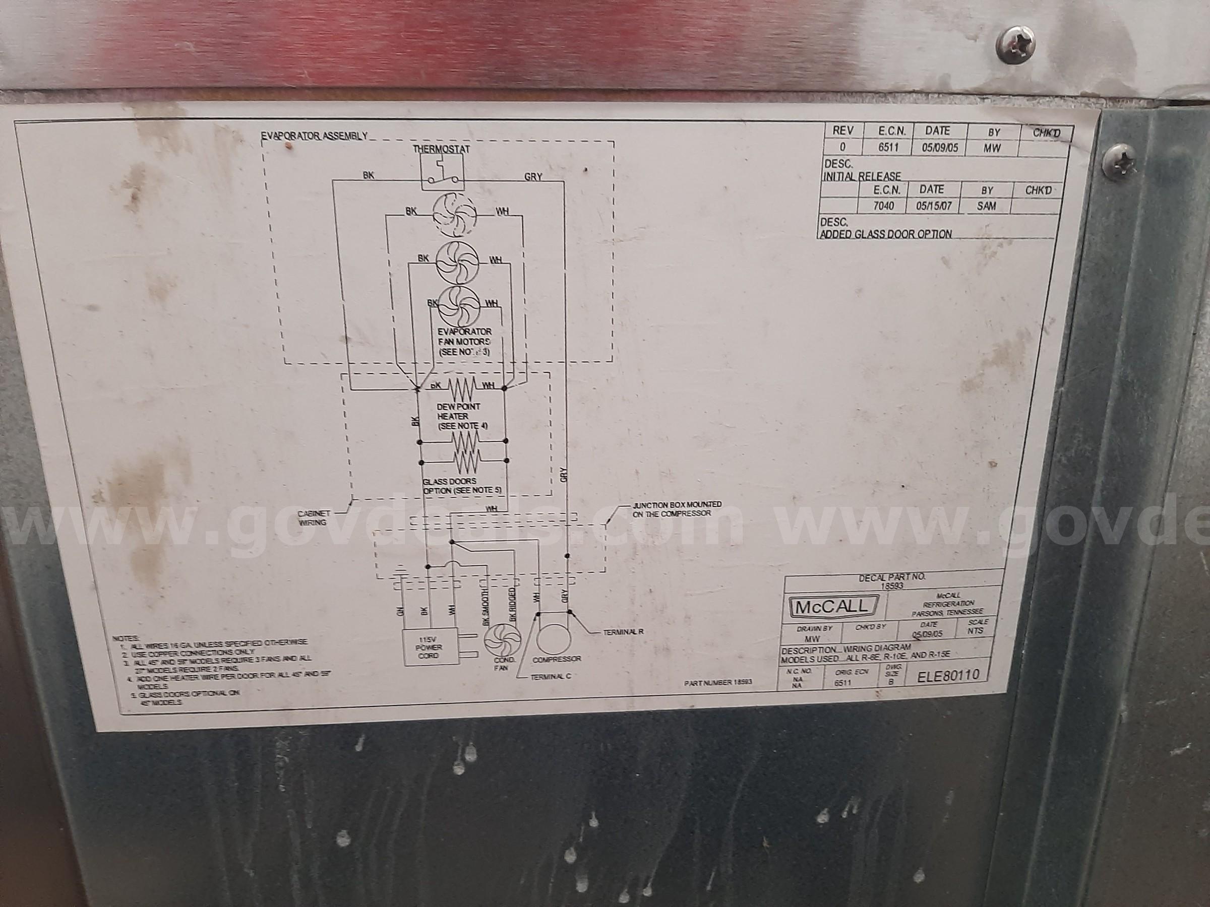MCCALL COMMERCIAL REFRIGERATOR MCCALL R-6E Government Surplus Auction - Photo #4