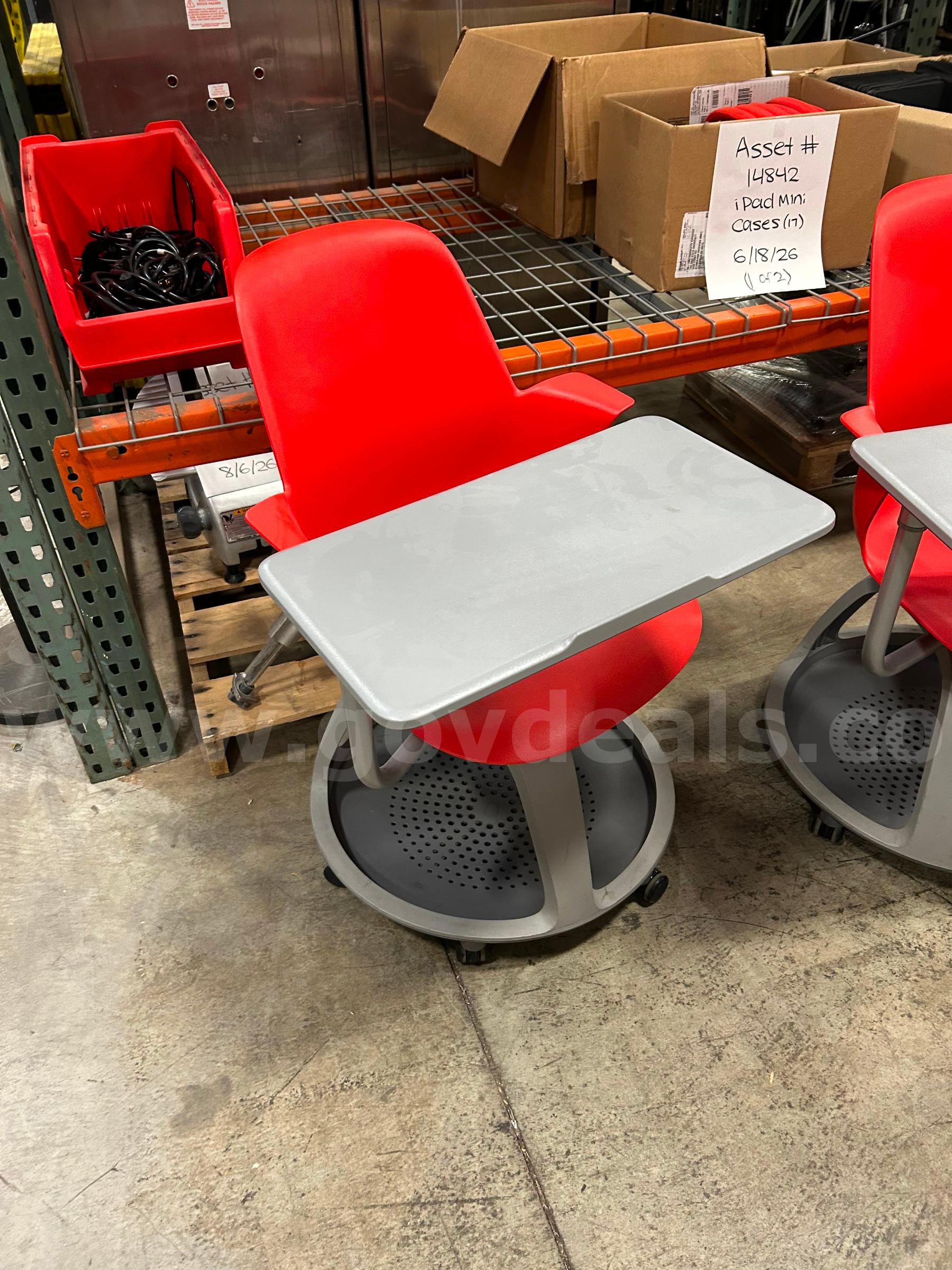 Lot of Ten (10) Swivel Student Desks on Wheels