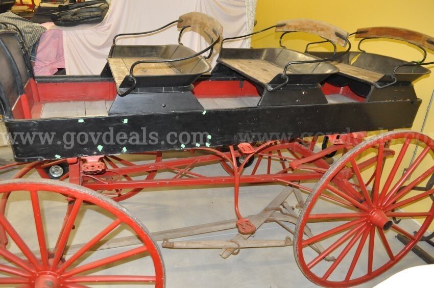 Triple-seat Democrat type wooden wagon   Government Surplus Auction - Primary Photo