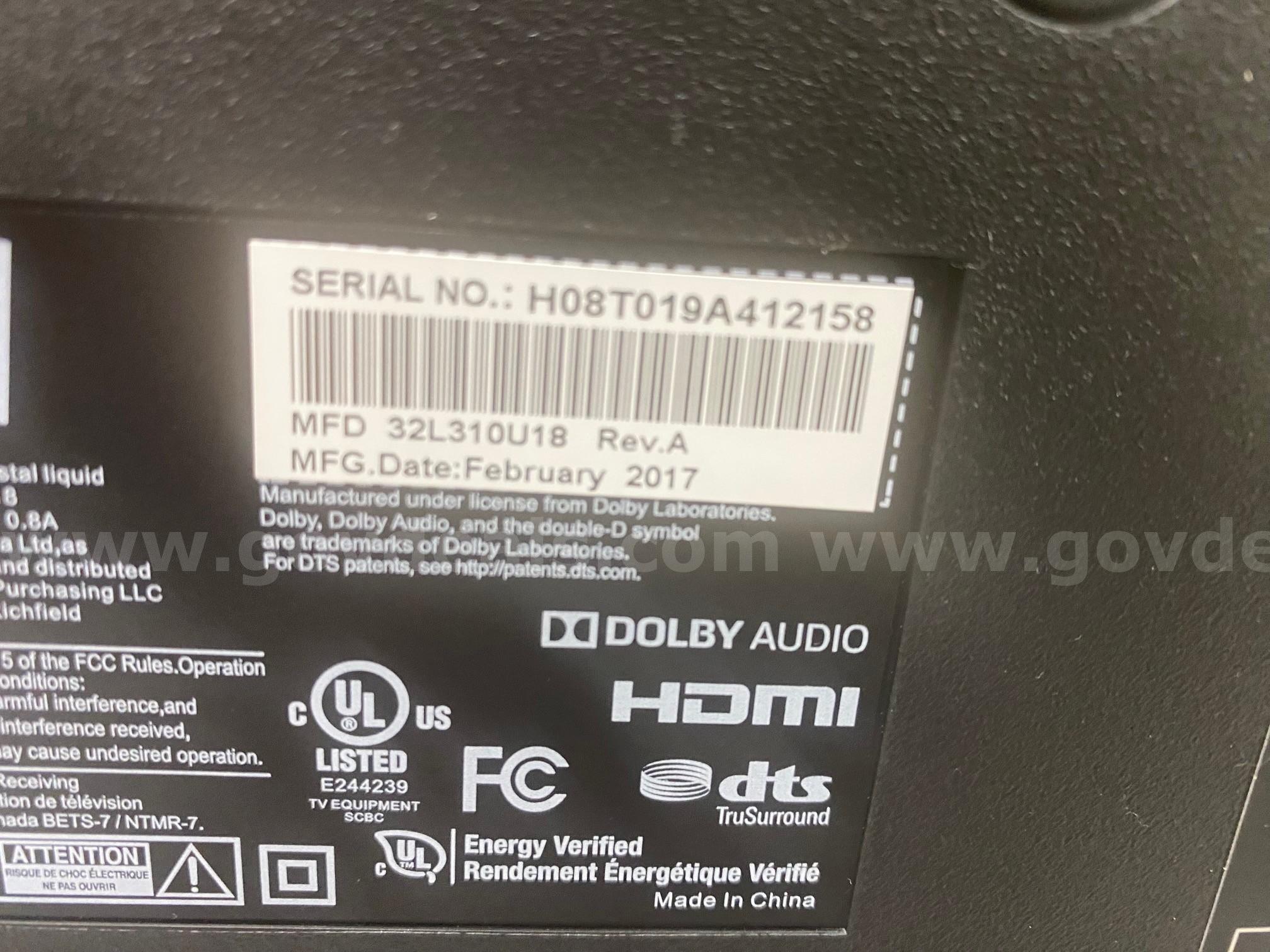 Toshiba Computer Monitor/ TV TOSHIBA 32L310U18 Government Surplus Auction - Photo #3