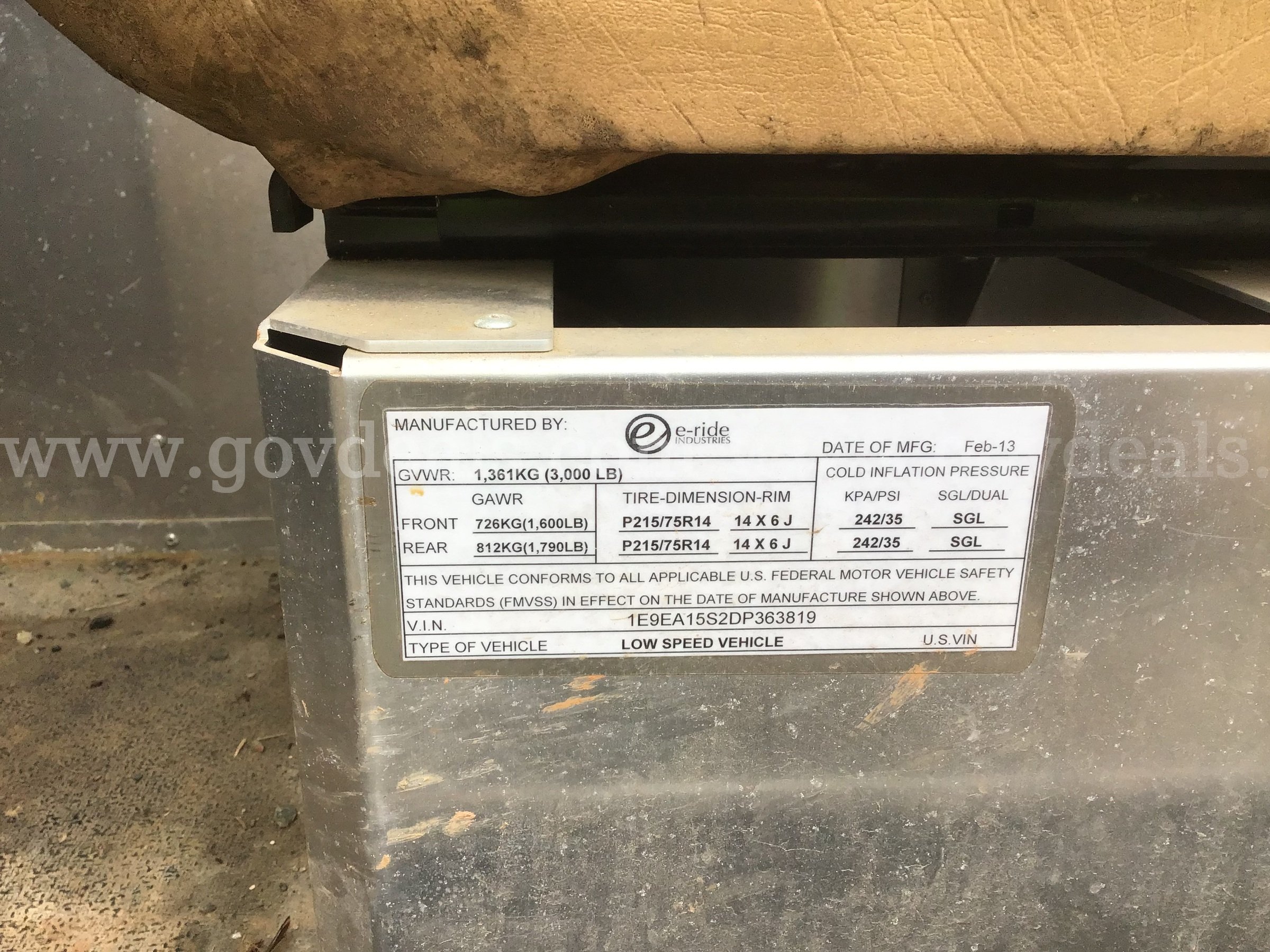E-Ride Electric Low Speed Vehicle E-Ride Low Speed Vehicle Government Surplus Auction - Photo #4