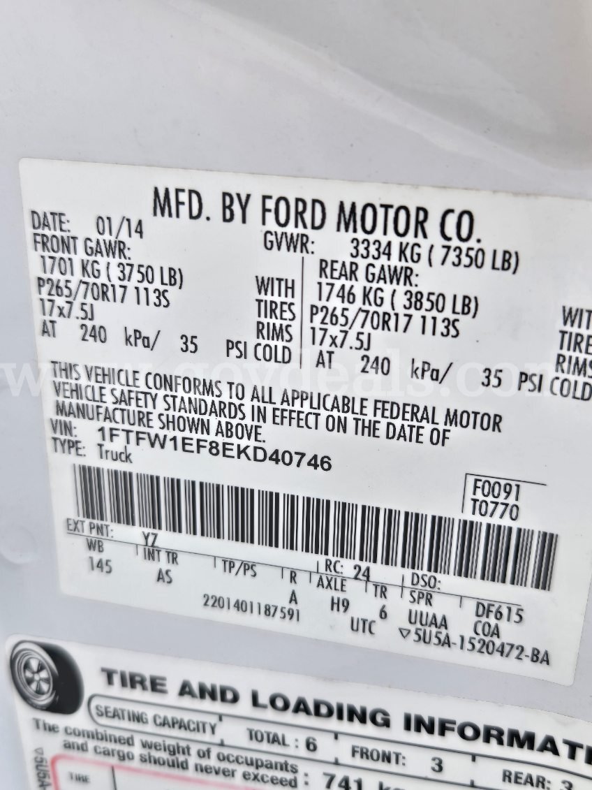 2014 Ford F-150 XL SuperCrew 5.5-ft. Bed 4WD Ford F-150 Government Surplus Auction - Photo #5