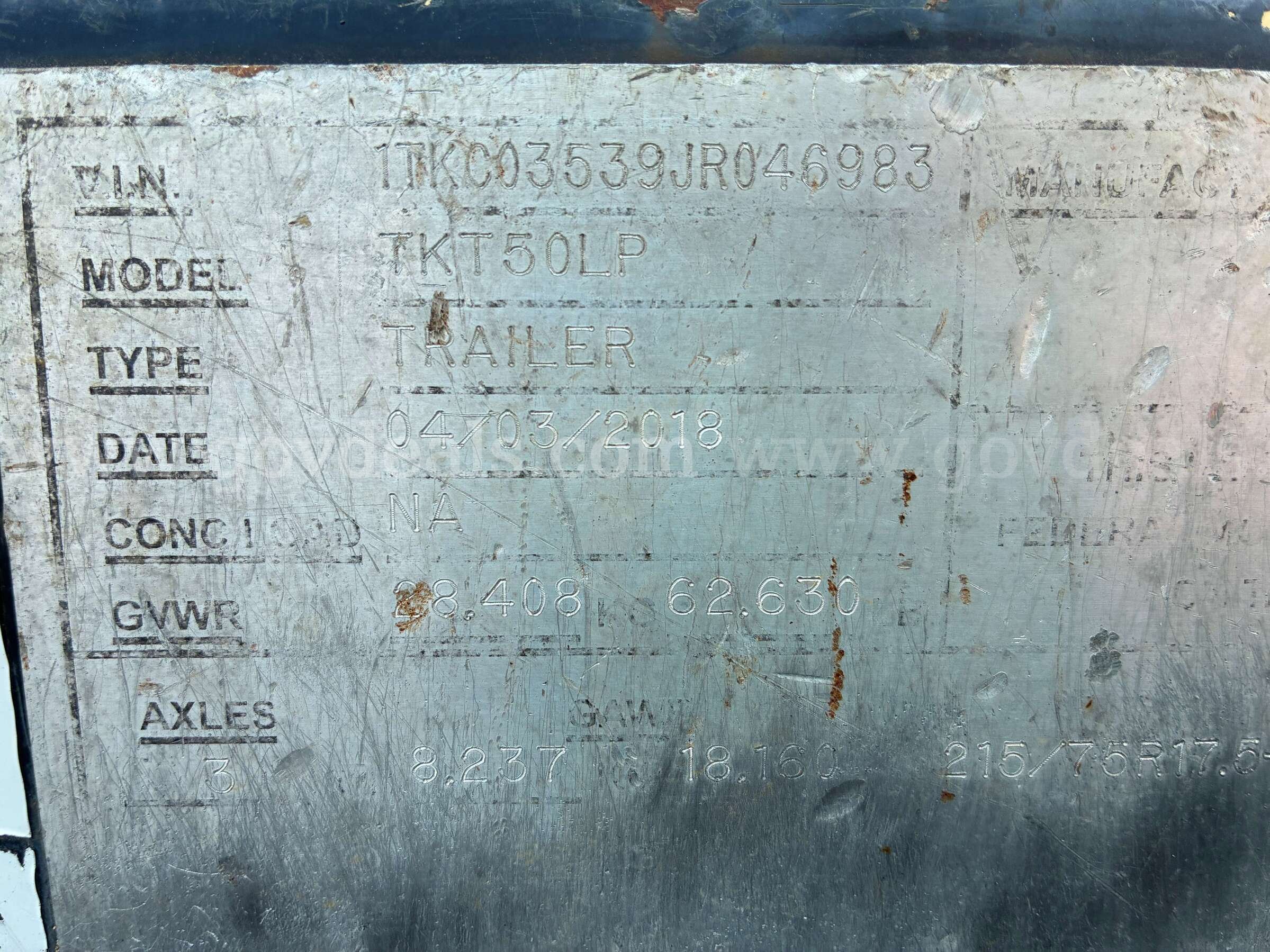 Utility Company Owned Surplus – Used 2018 Trail King TKT50LP Trail King TKT50LP Government Surplus Auction - Photo #4