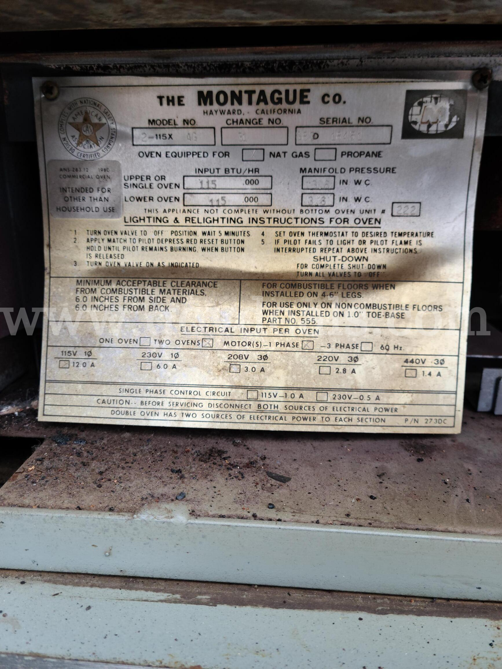 Montague Double Oven with Cleveland Steamer Montague & Cleveland See Below Government Surplus Auction - Photo #5