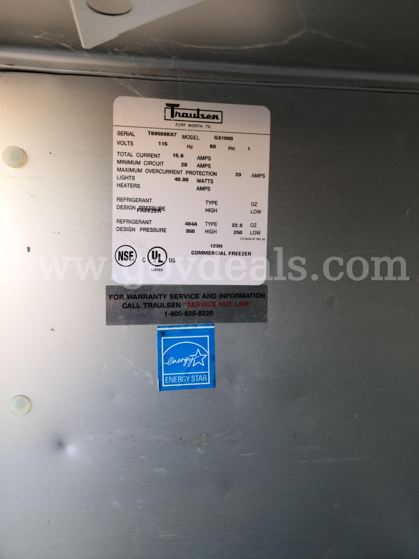 Traulsen Freezer Traulsen G31000 Government Surplus Auction - Photo #3