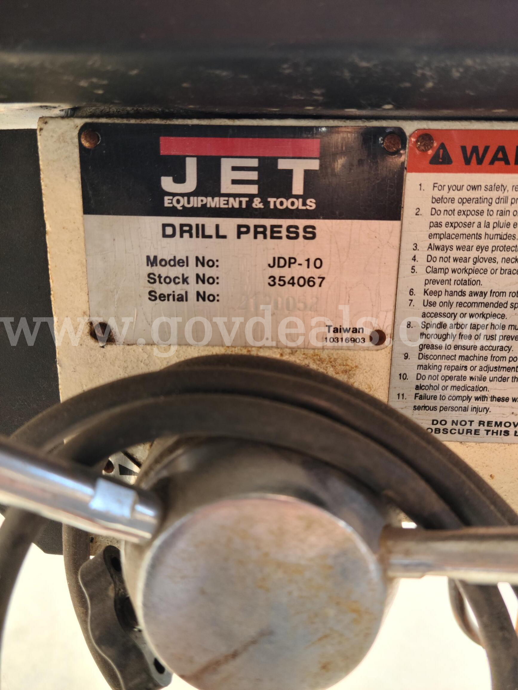 Jet Drill Press Jet JDP-10 Government Surplus Auction - Photo #3