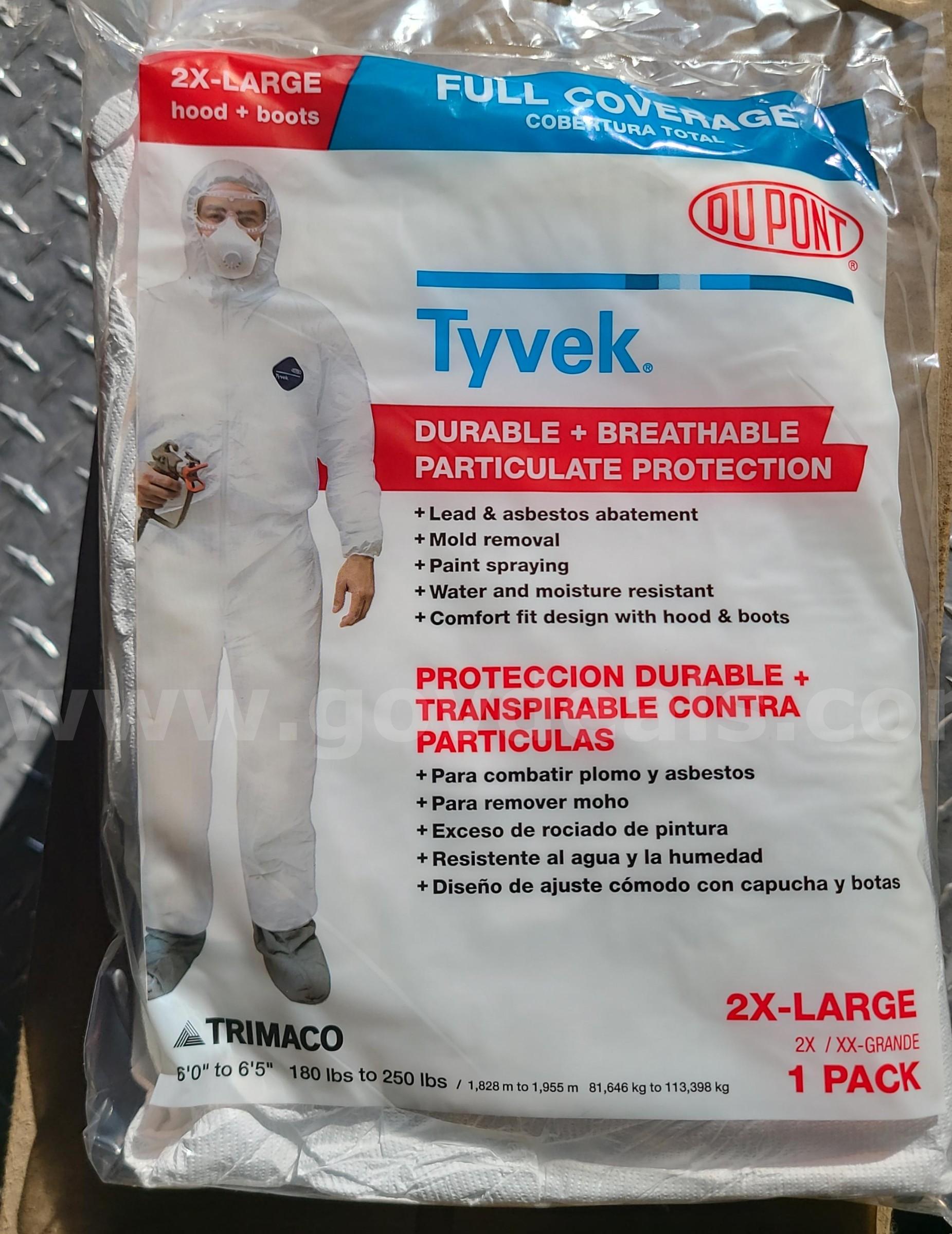 Tyvek Coverall with Hood and Boots **NEW** Tyvek 141242/12HD Government Surplus Auction - Photo #2