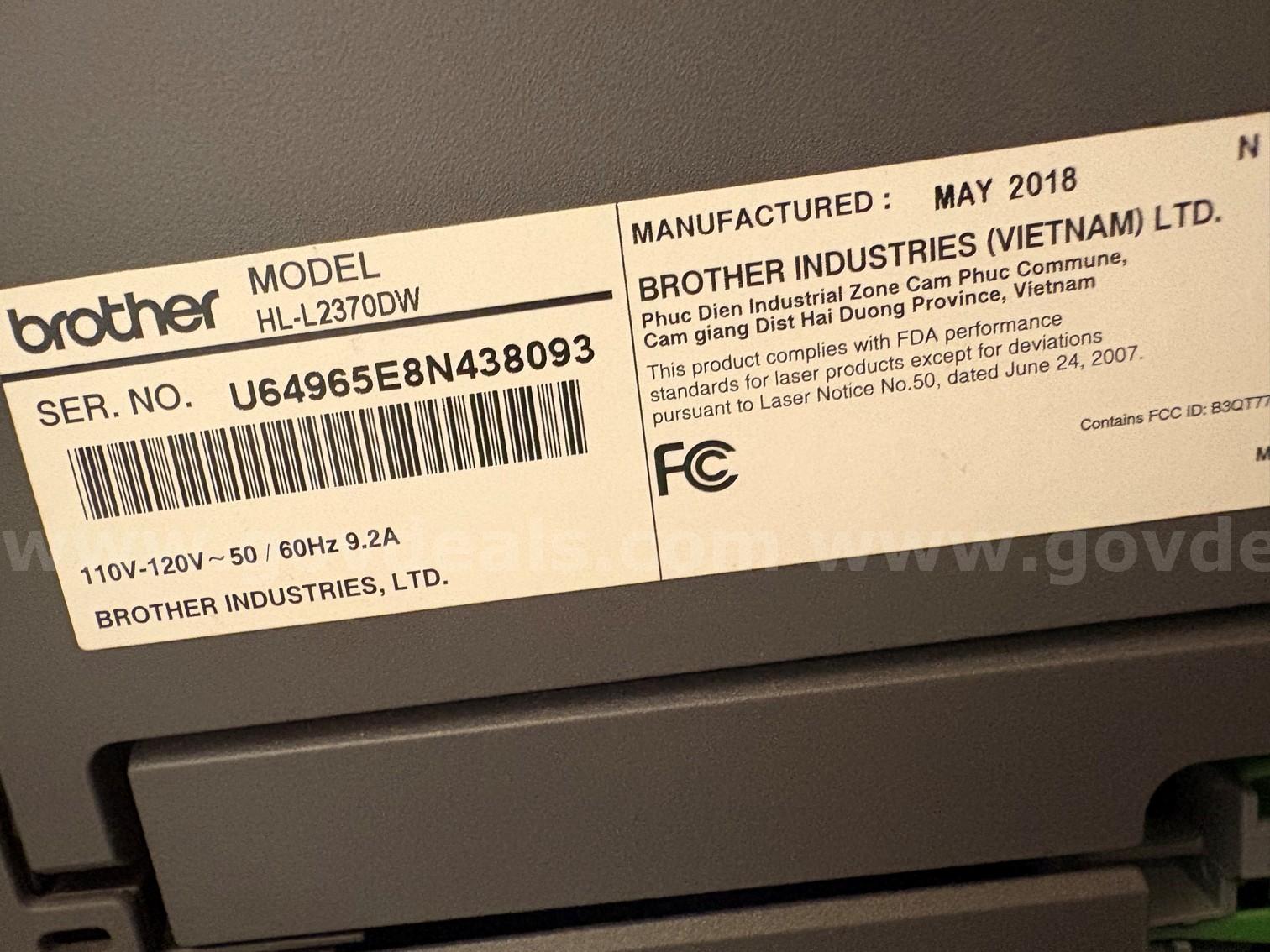 Asset ID #5504 # 20  Brother HL-L2370DW Wireless Compact Monochrome Laser Printer with Duplex Printing  5504 Government Surplus Auction - Photo #4