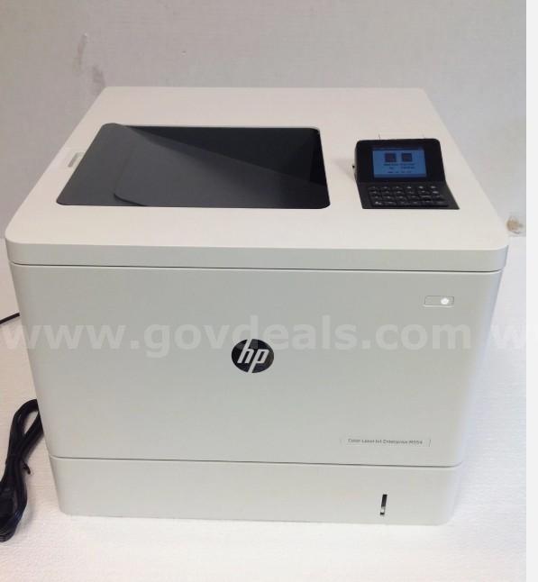 Asset ID #5508  #50  HP Color LaserJet Enterprise M554 1GB Laser Printer w/ Only 7k Pages Printed HP 5508 Government Surplus Auction - Primary Photo