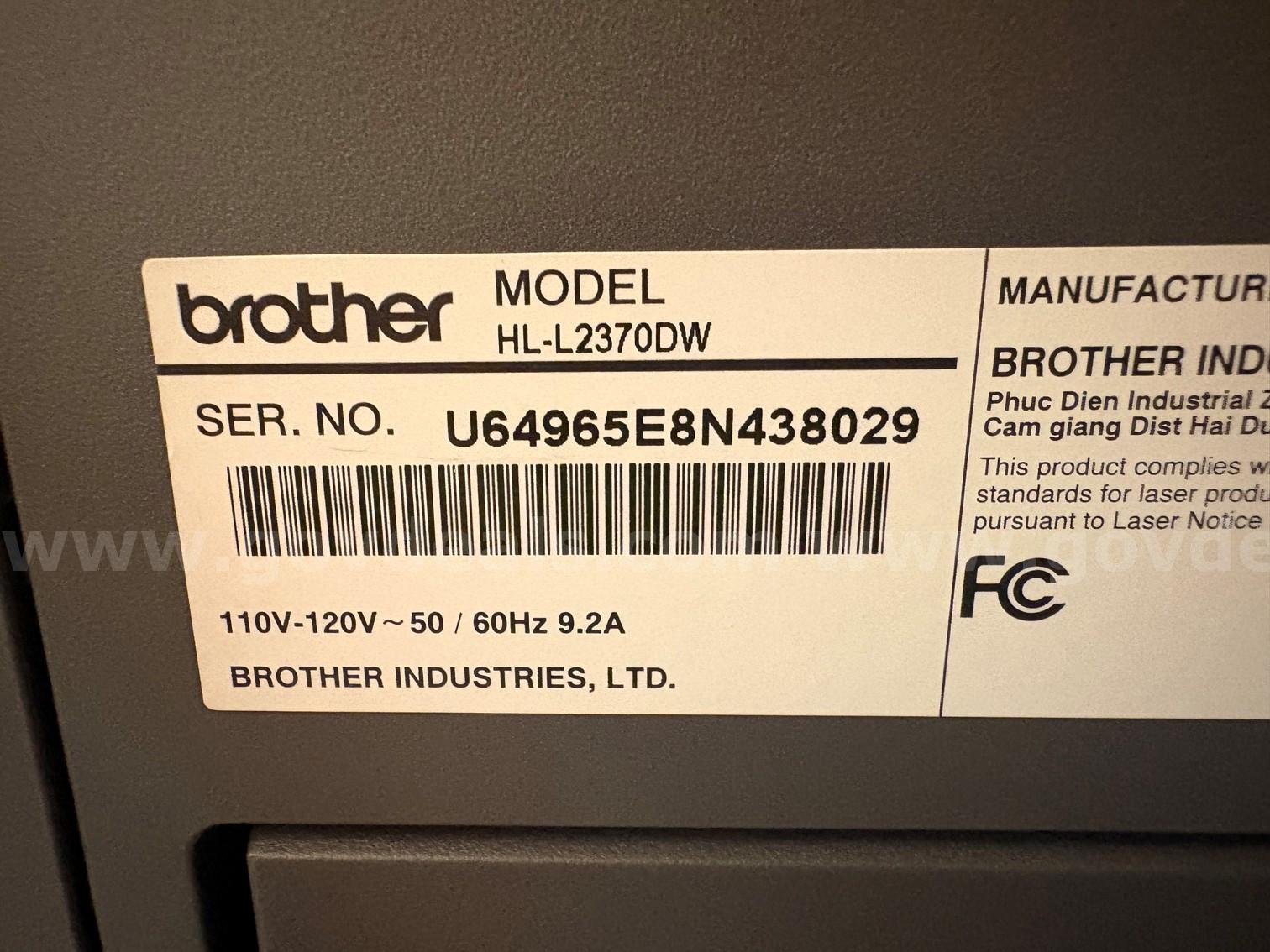 Asset ID #5509 # 21  The Brother HL-L2370DW is a fast, compact black-and-white laser printer designed for home or small  5509 Government Surplus Auction - Photo #4
