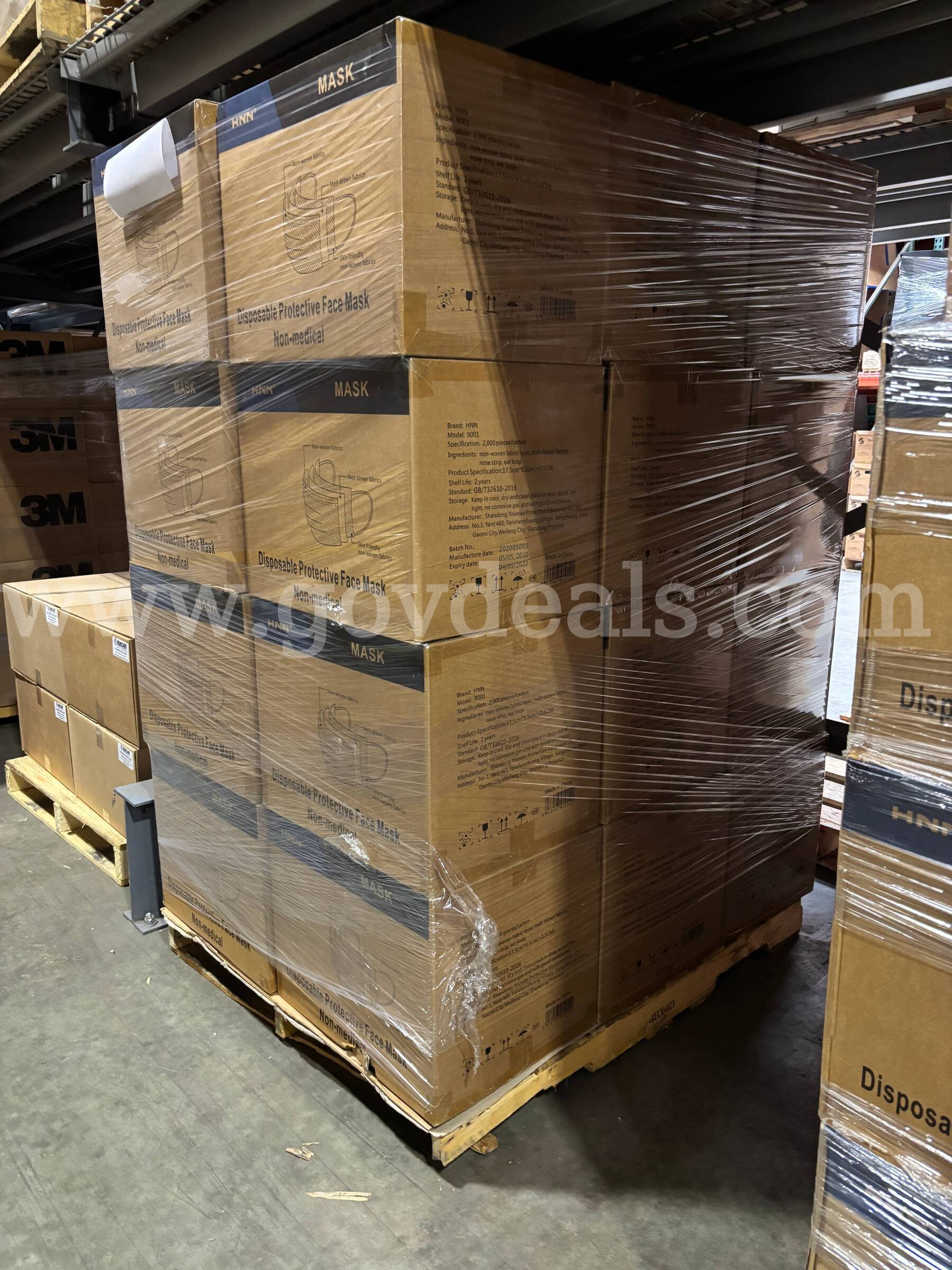 Pallet of HNN Masks | Model 9001 | Standard GB/T32610-2016  9001 Government Surplus Auction - Photo #2