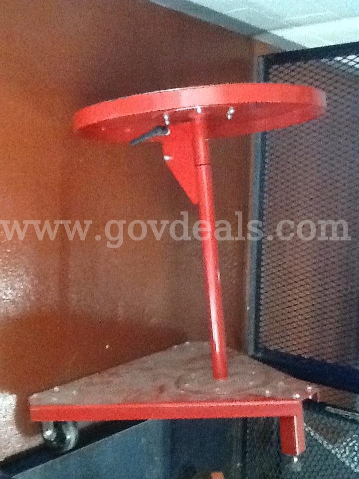 Modern Geometric Table. Red, Metal Tilt-Top Pedestal Table   Government Surplus Auction - Photo #3