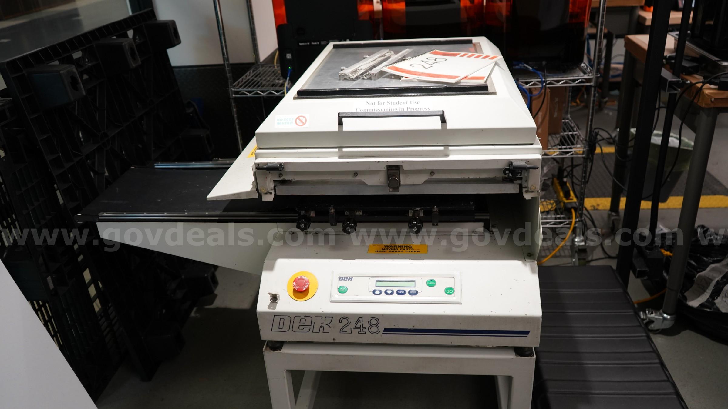 2000 DEK Semi-Automatic SMT Stencil Printer - Model 248CE DEK 248CE Government Surplus Auction - Photo #2