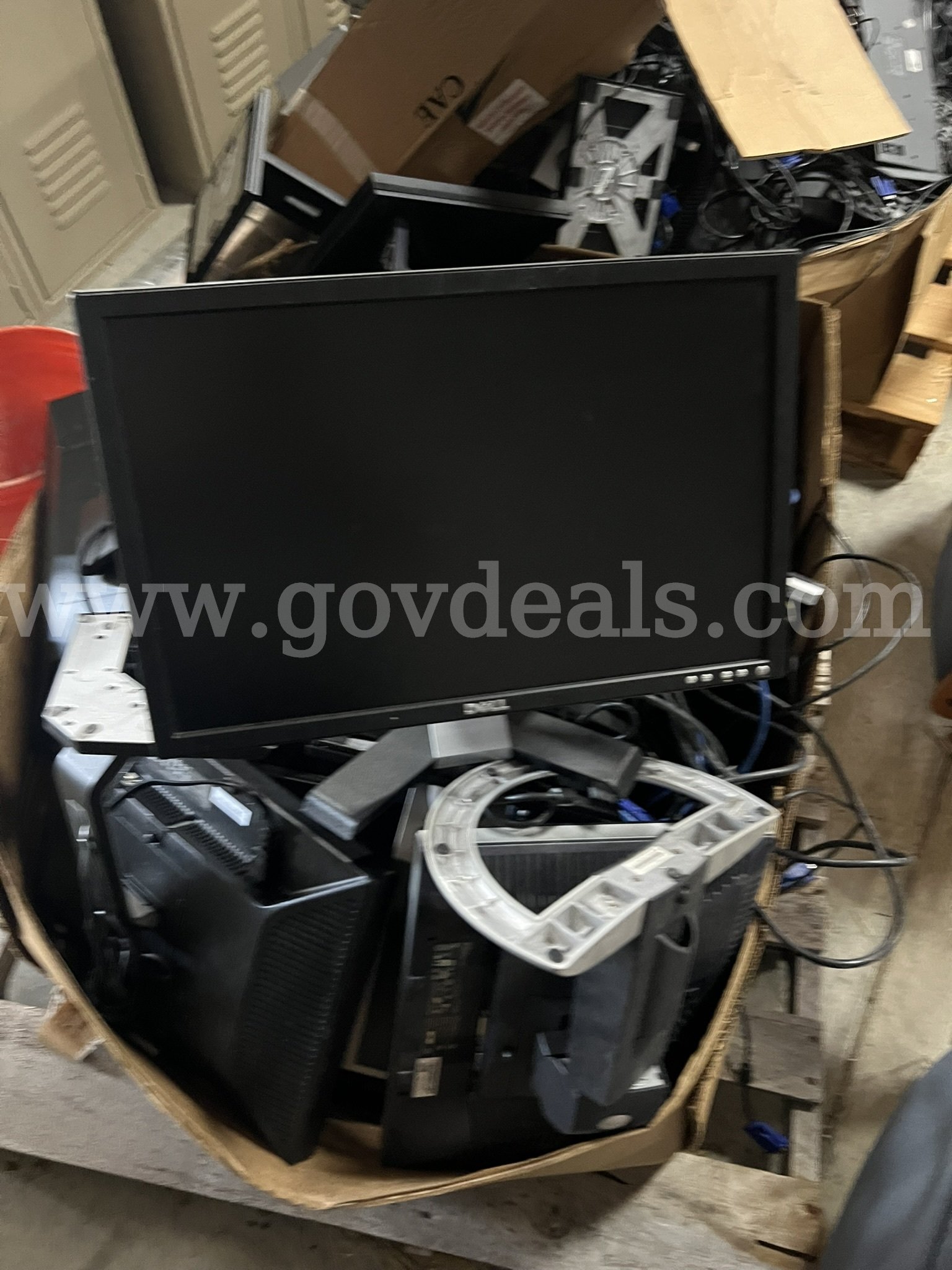 Lot of Dell Monitors, keyboards, some cables. Dell  Government Surplus Auction - Primary Photo
