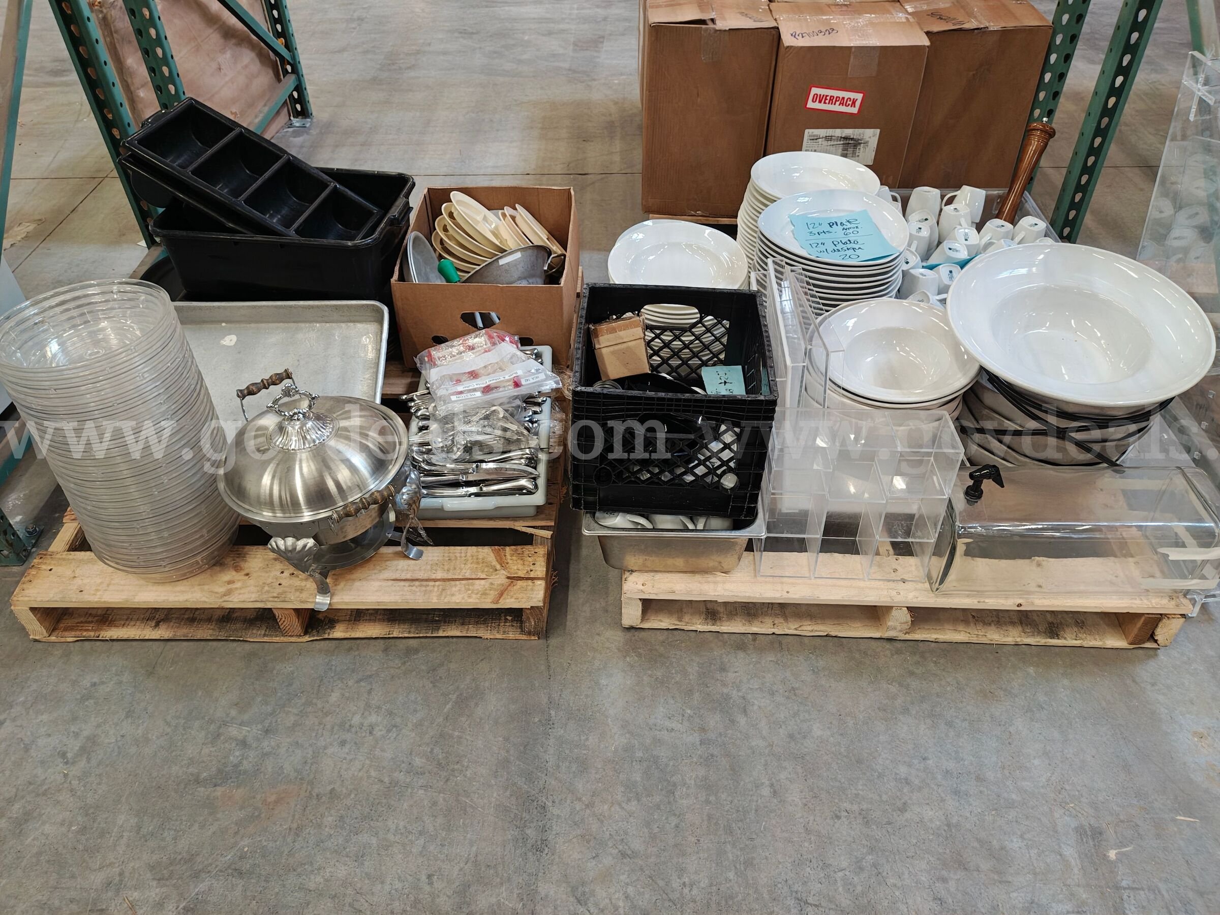 Bulk Lot of Commercial Catering Ware & Kitchen Supplies - Plates, Bowls, Flatware, Cups, etc