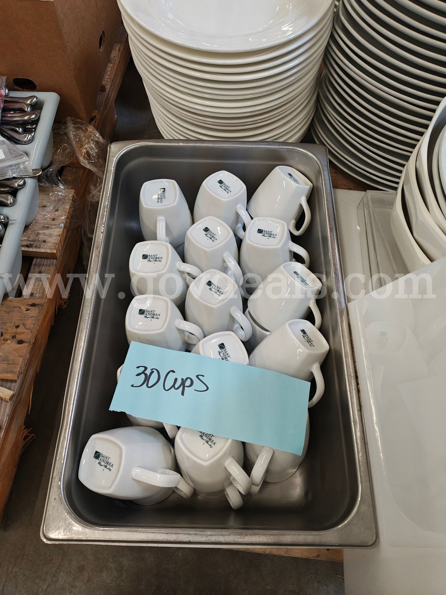 Bulk Lot of Commercial Catering Ware & Kitchen Supplies - Plates, Bowls, Flatware, Cups, etc   Government Surplus Auction - Photo #4