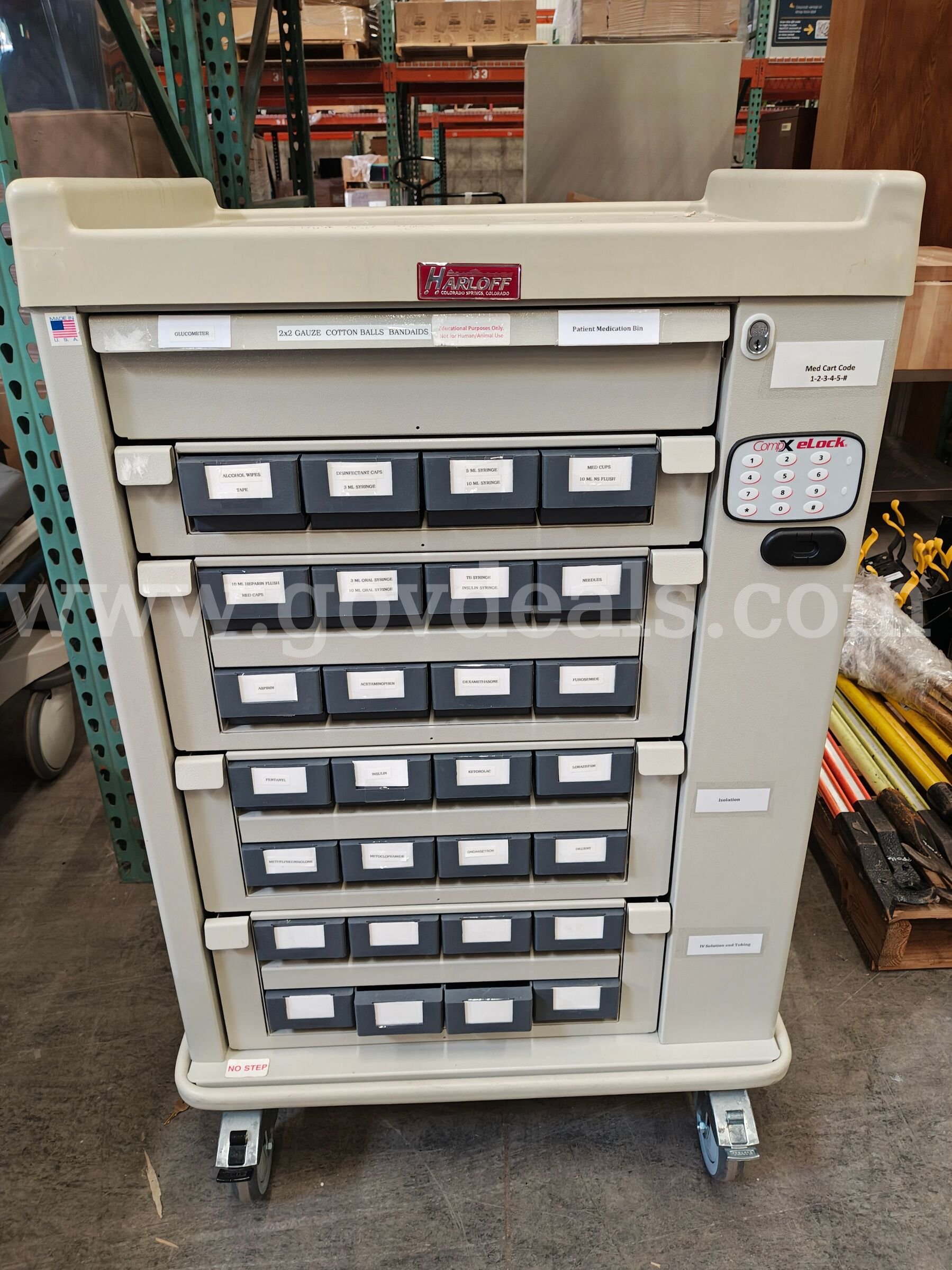 Harloff Standard Line Dual-Column 28-Bin Medication Cart