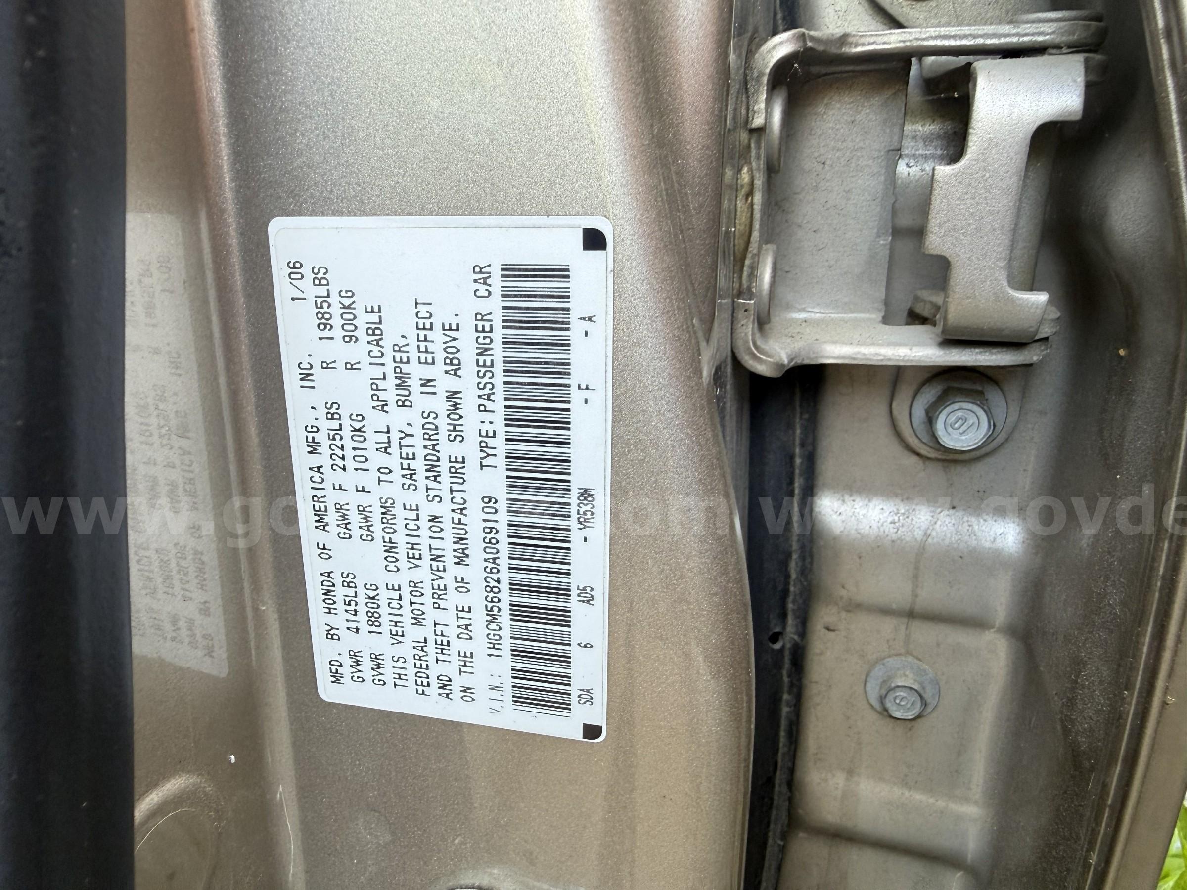 2006 Honda Accord Honda Accord Government Surplus Auction - Photo #5