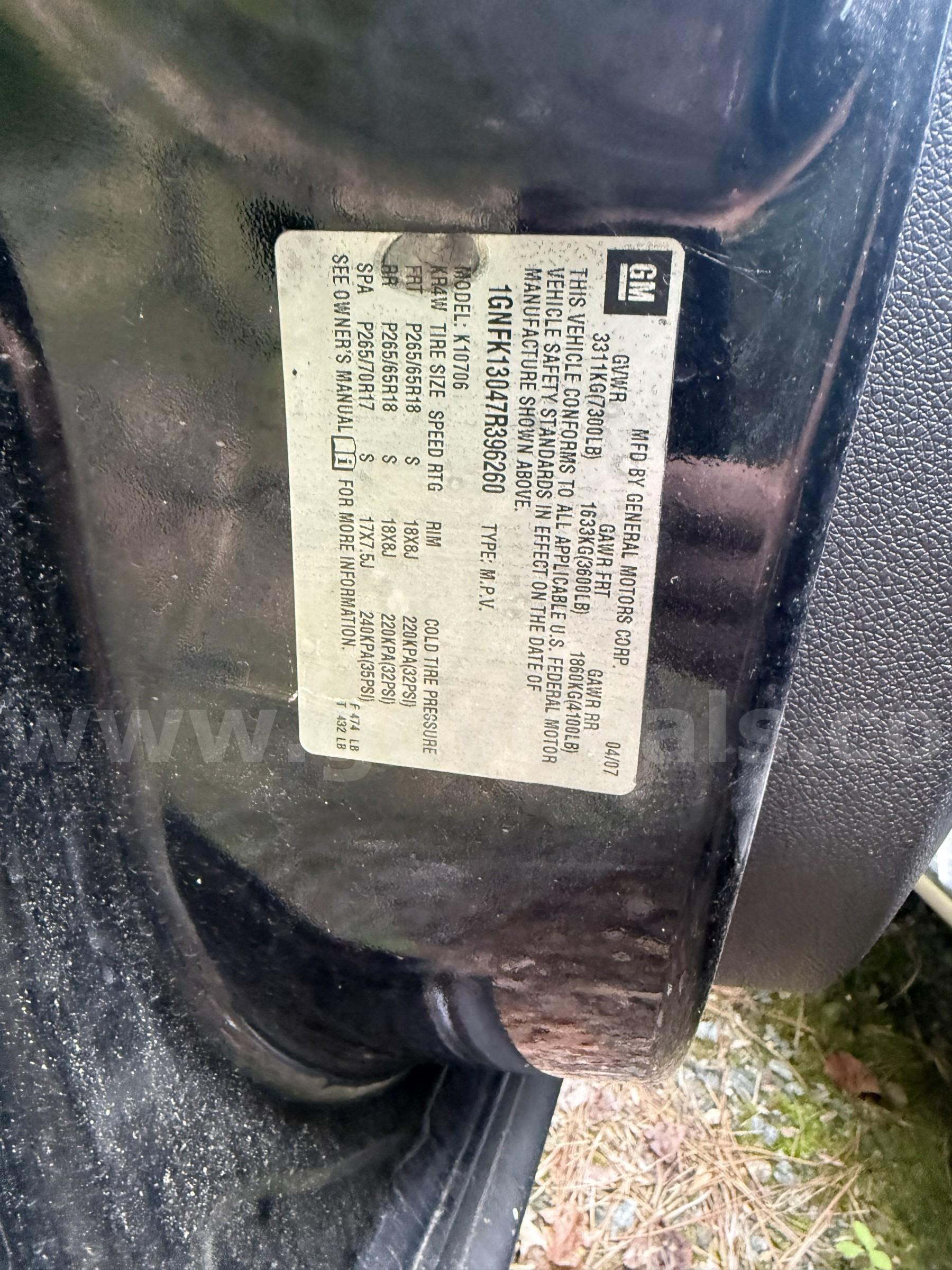 2007 Chevrolet Tahoe Chevrolet Tahoe Government Surplus Auction - Photo #6