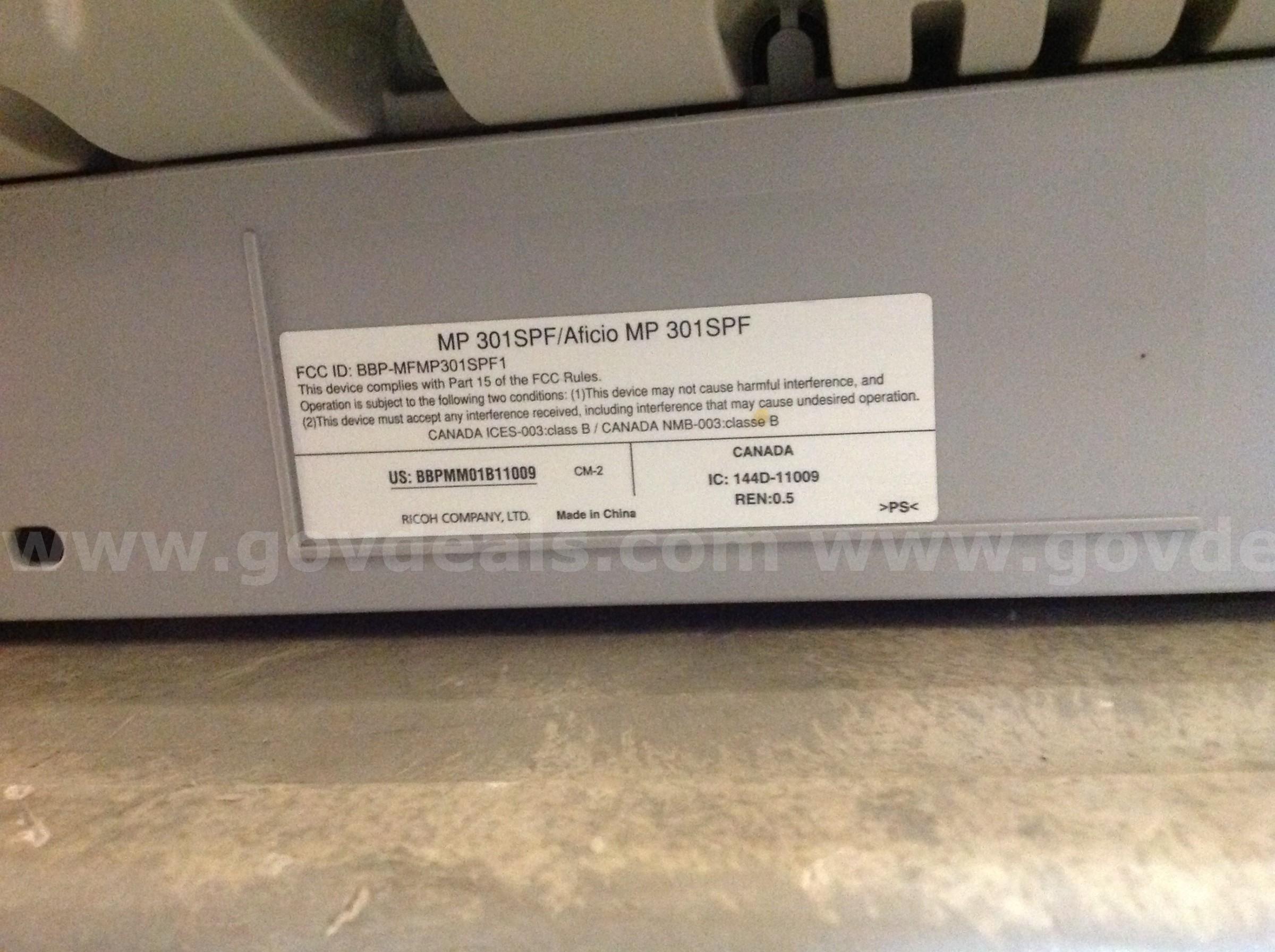 Ricoh Aficio MP301SPF Multi-Function Printer  MP301SPF Government Surplus Auction - Photo #6