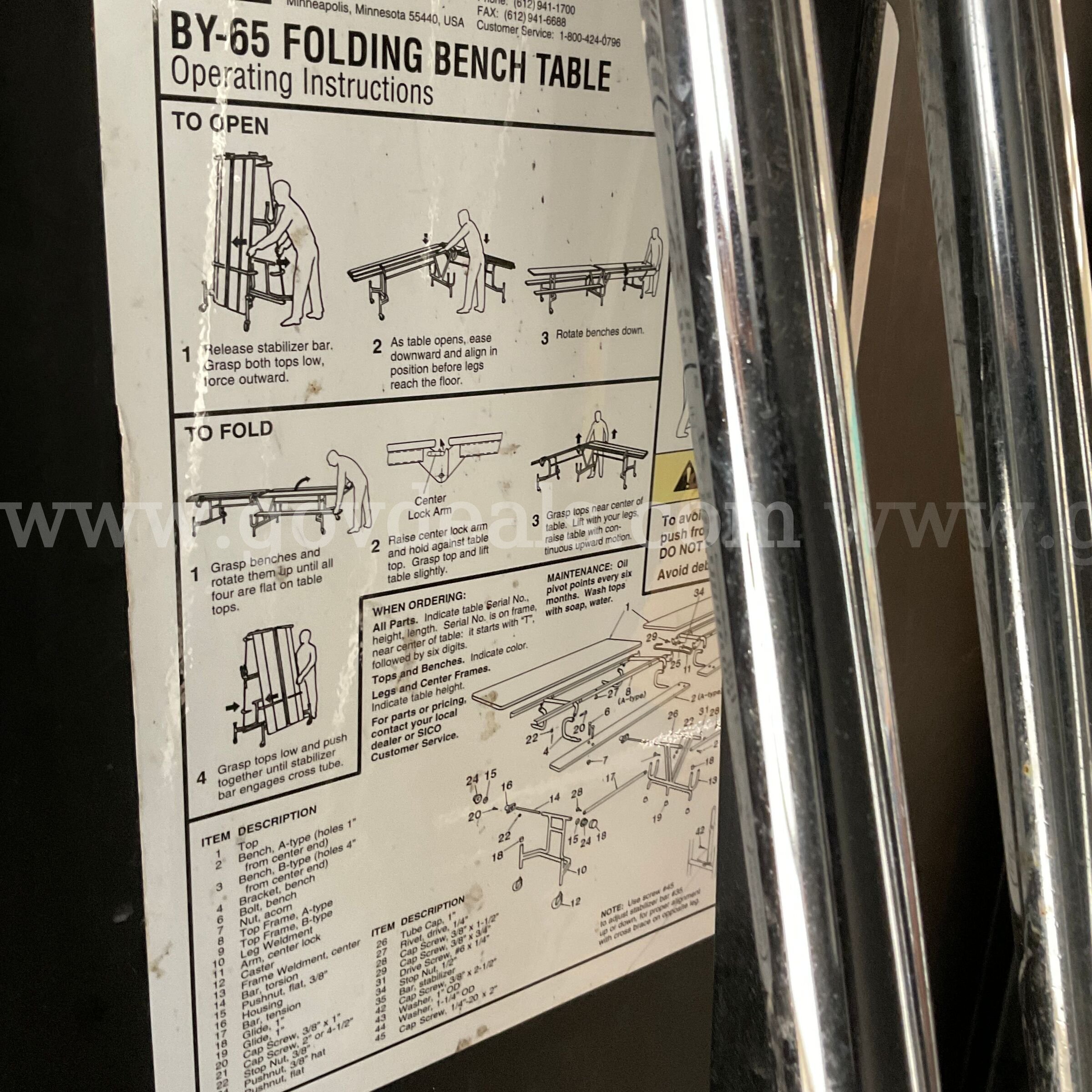 Lot of 15 Folding Lunch Tables – 13 SICO America BY-65 & 2 Palmer Hamilton Sico America, Palmer Hamilton  Government Surplus Auction - Photo #4