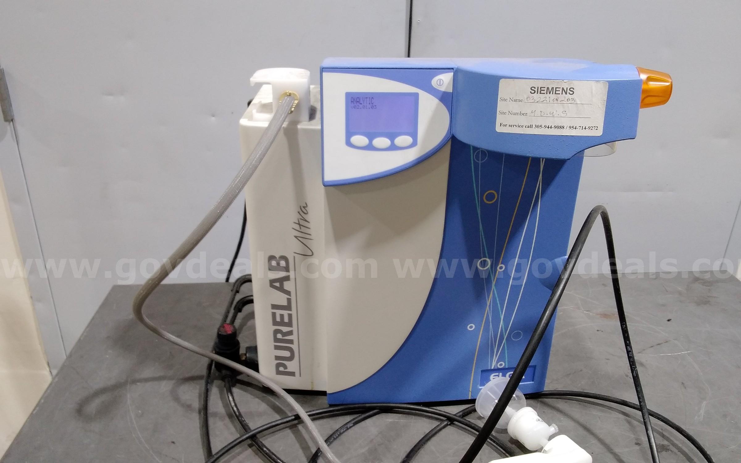 ELGA purelab ultra Model: ULXXANM2, lab water system.