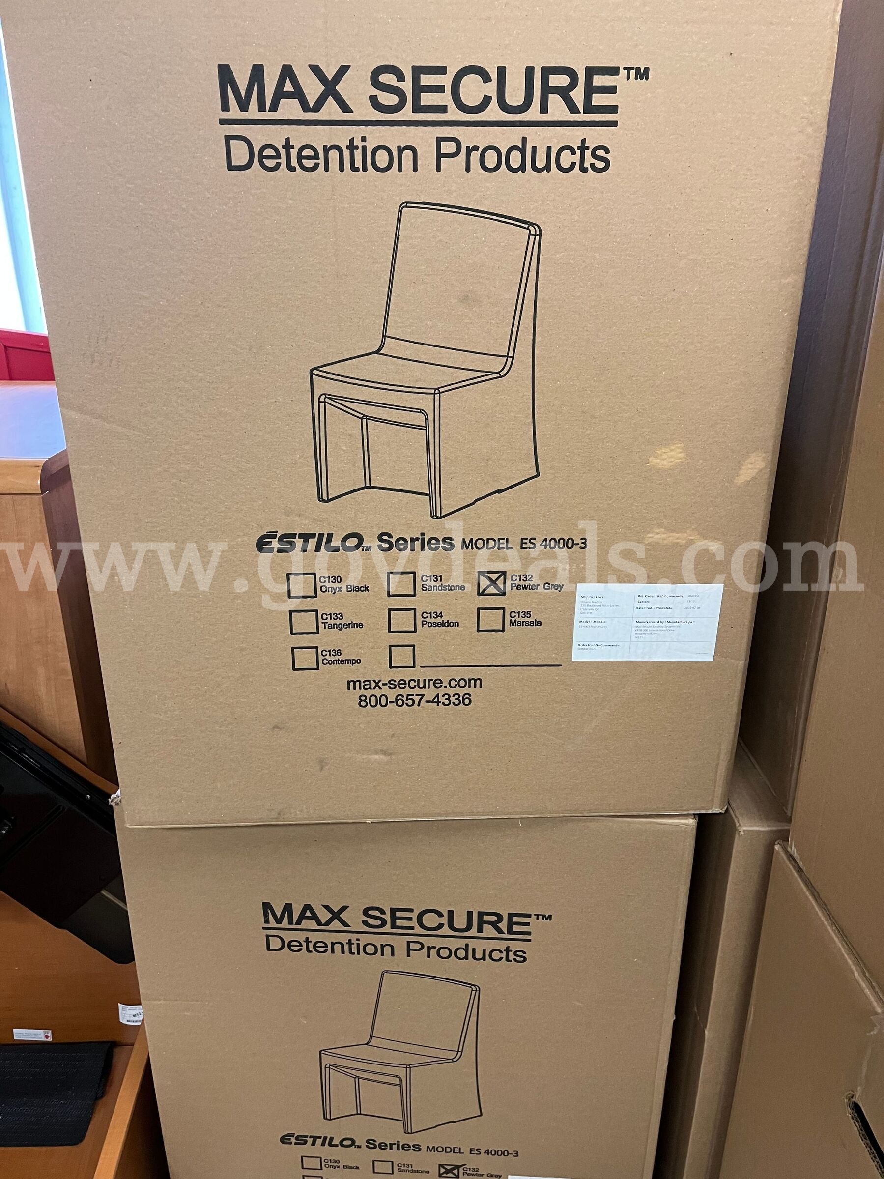 Lot of Max-Secure Estilo Series Behavioural Weighted Chairs Max-Secure ES 4000-3 Government Surplus Auction - Photo #2