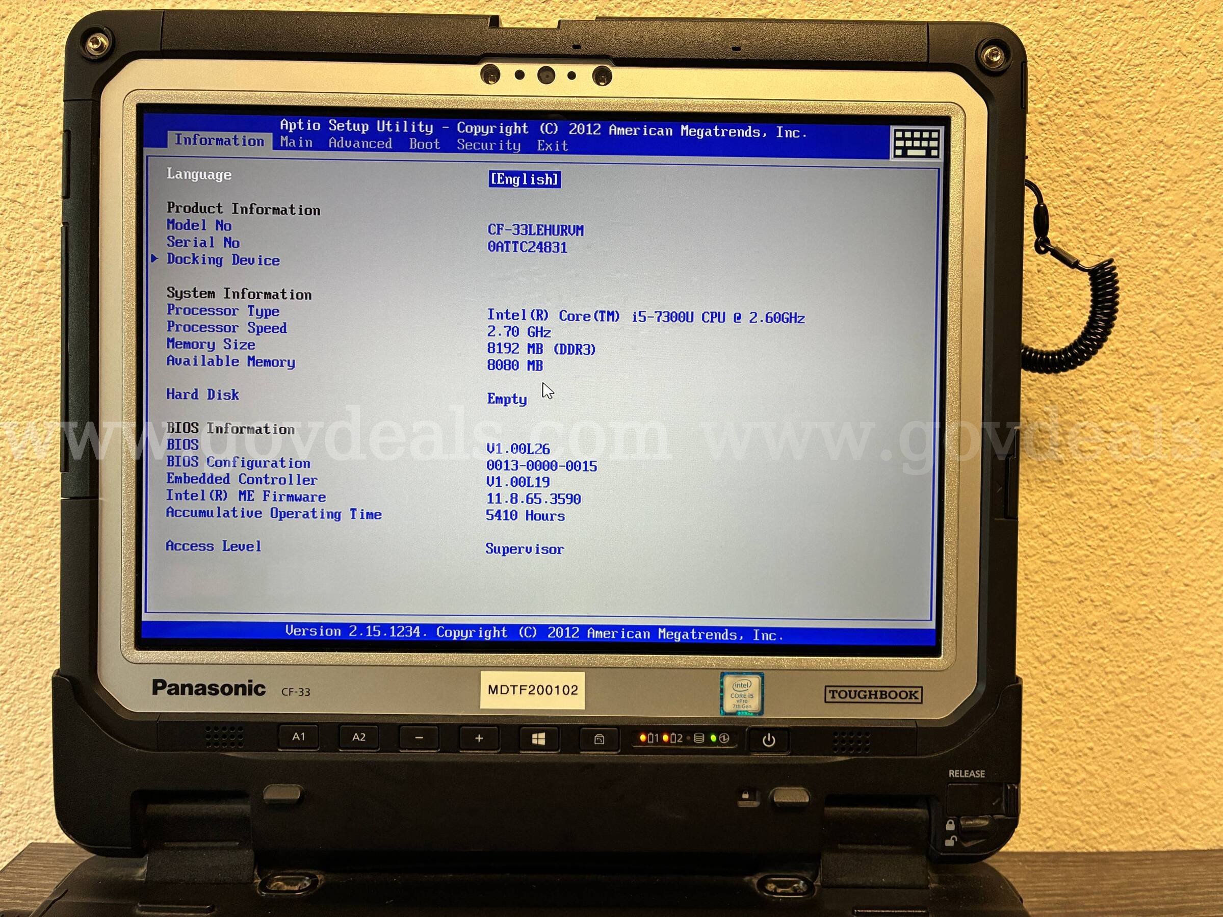 PANASONIC CF-VEK33 TOUGHBOOK Panasonic  Government Surplus Auction - Photo #3