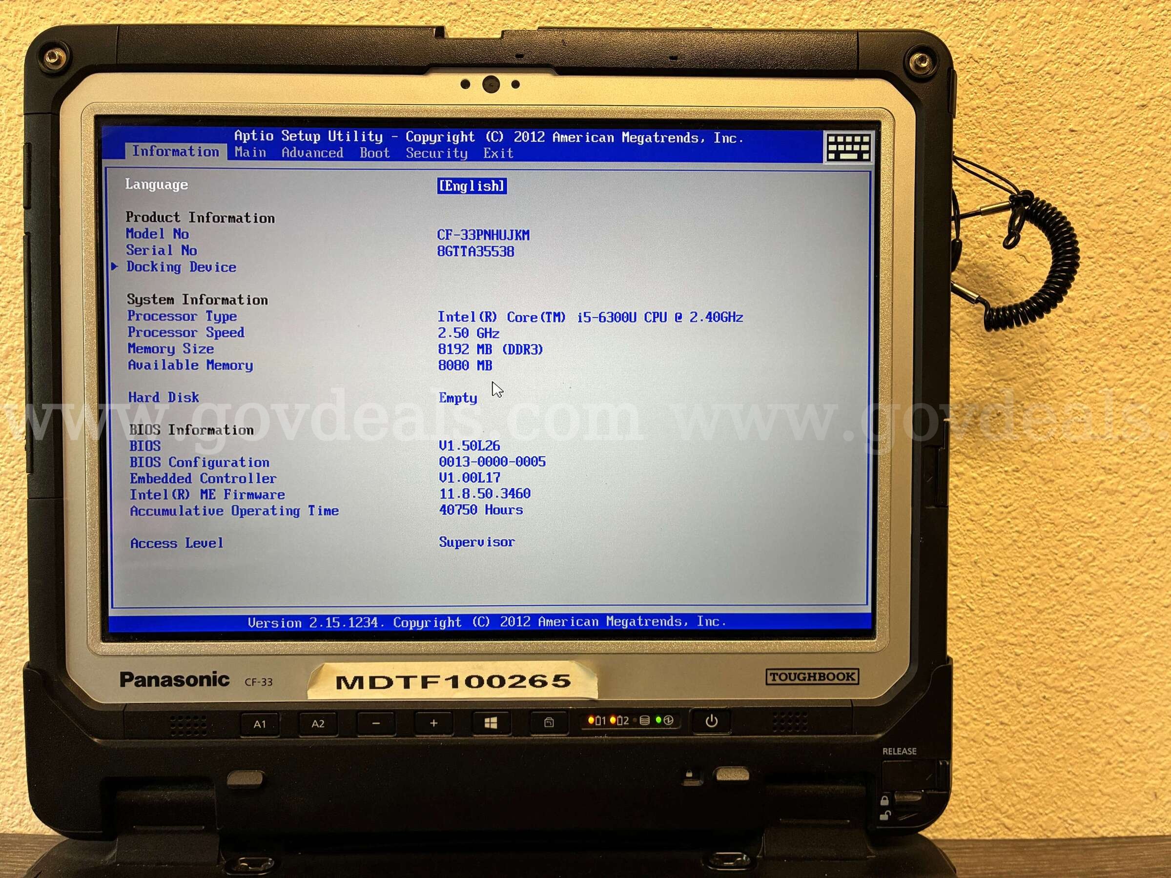 PANASONIC CF-VEK33 TOUGHBOOK PANASONIC CF-VEK33 Government Surplus Auction - Photo #3