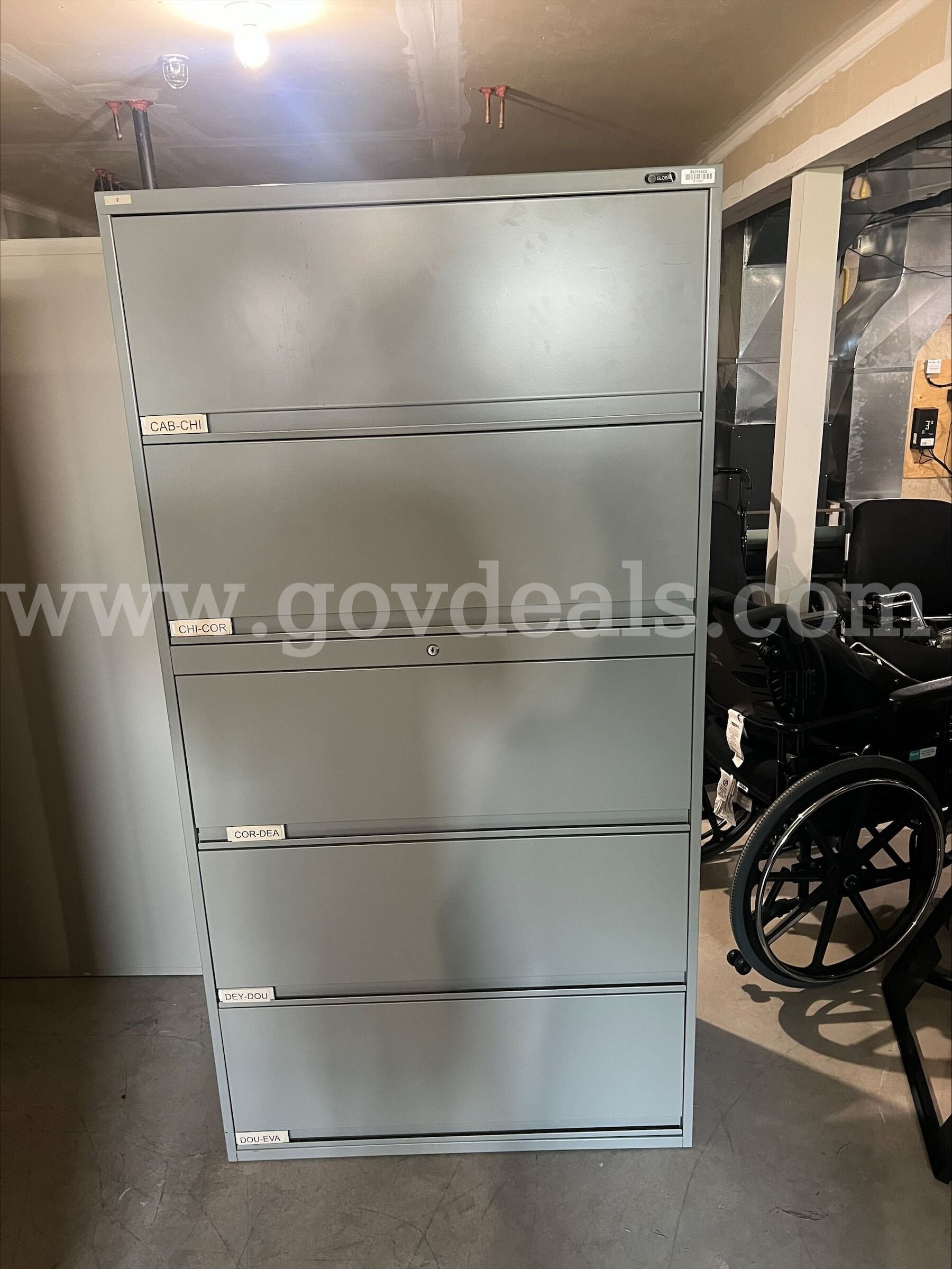 Global Office 5-Drawer Lateral Patient Filing Cabinet Global Office  Government Surplus Auction - Photo #2