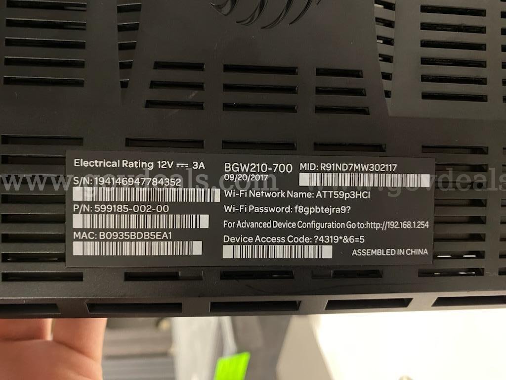 ARRIS BGW210-700 AT&T Wireless Gateway WiFi Router & Modem - Pick Up in Los Angeles AT&T 700 Government Surplus Auction - Photo #3