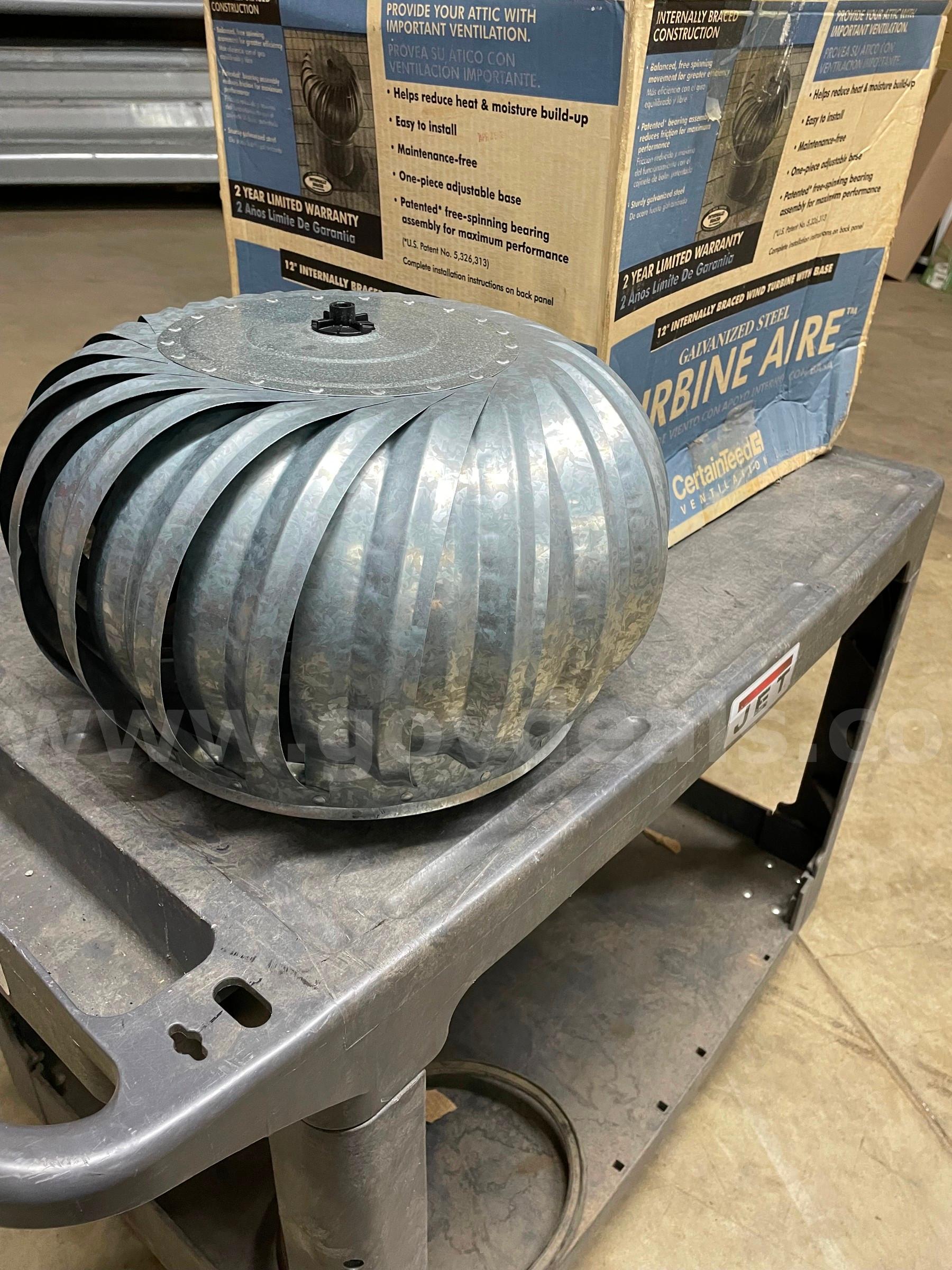 12" Galvanized Steel Turbine Vent CertainTeed WT112X Government Surplus Auction - Photo #3