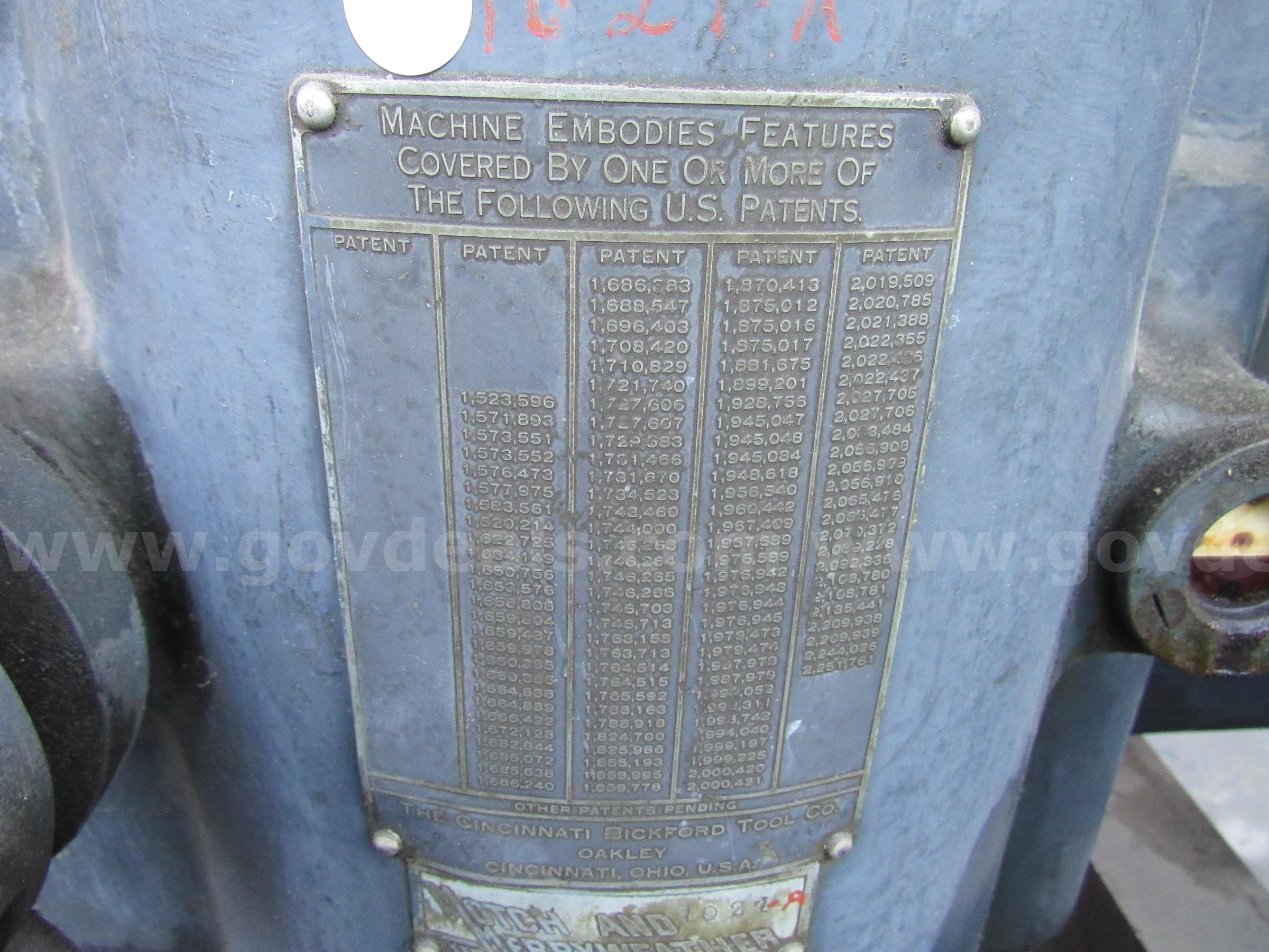 Cincinnati Bickford Radial Drill Press U3456 * CONDITION UNKNOWN *  U3456 Government Surplus Auction - Photo #6