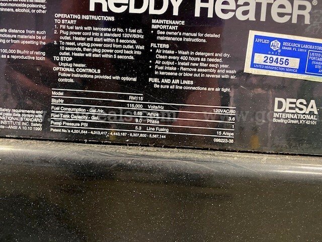 Desa Reddy Heater Pro115 Desa Reddy RM115 Government Surplus Auction - Photo #2
