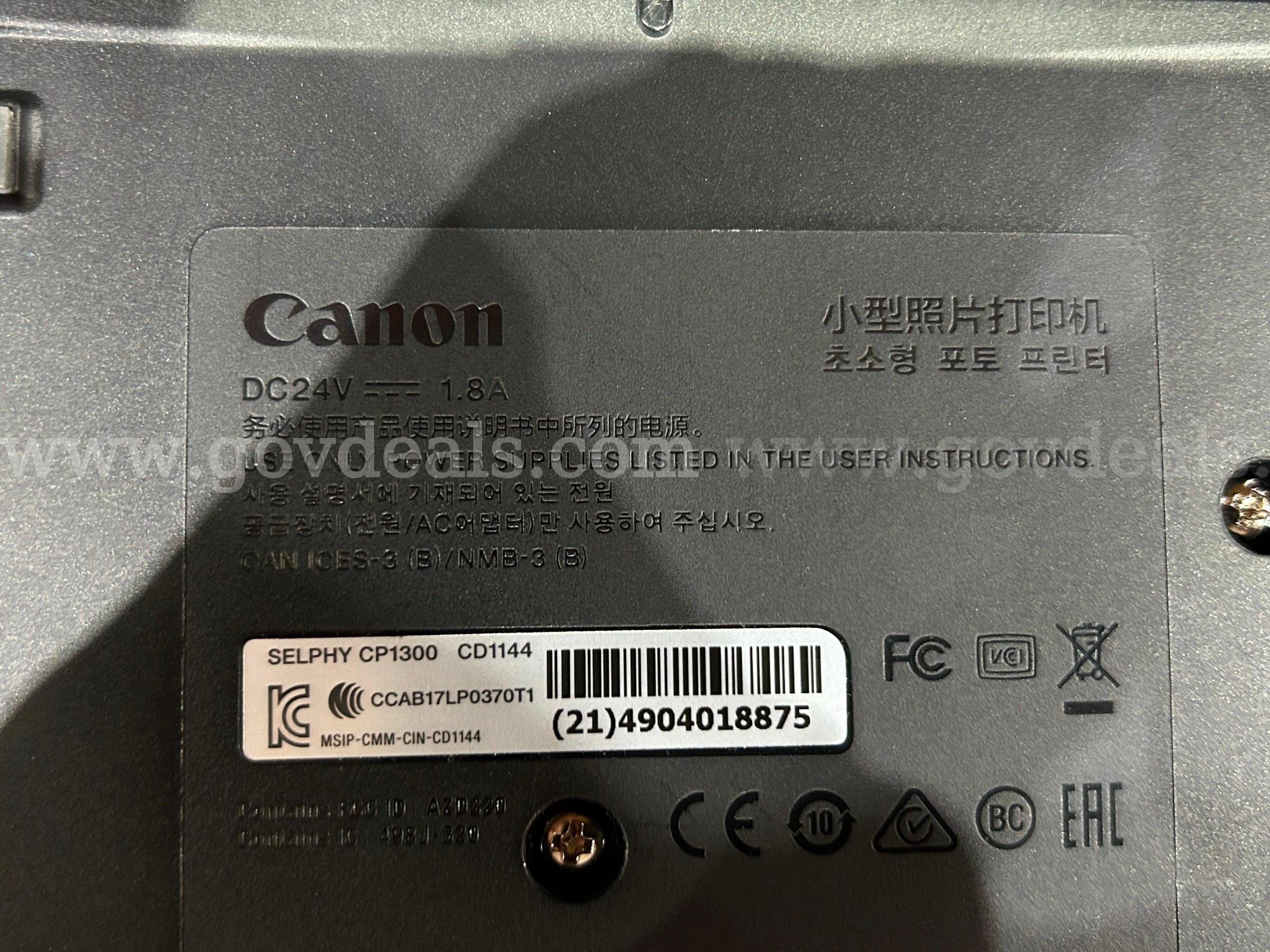 Printer Canon Selphy CP 1300 Government Surplus Auction - Photo #6
