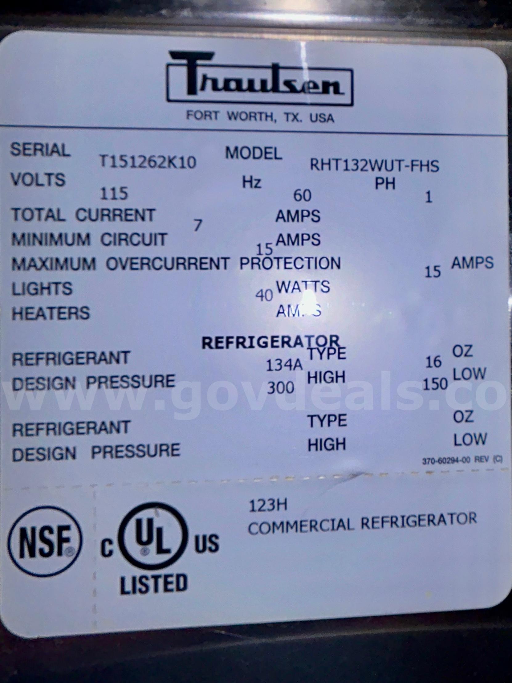 Cooler - Parts  RHT132WUT-FHS Government Surplus Auction - Photo #4