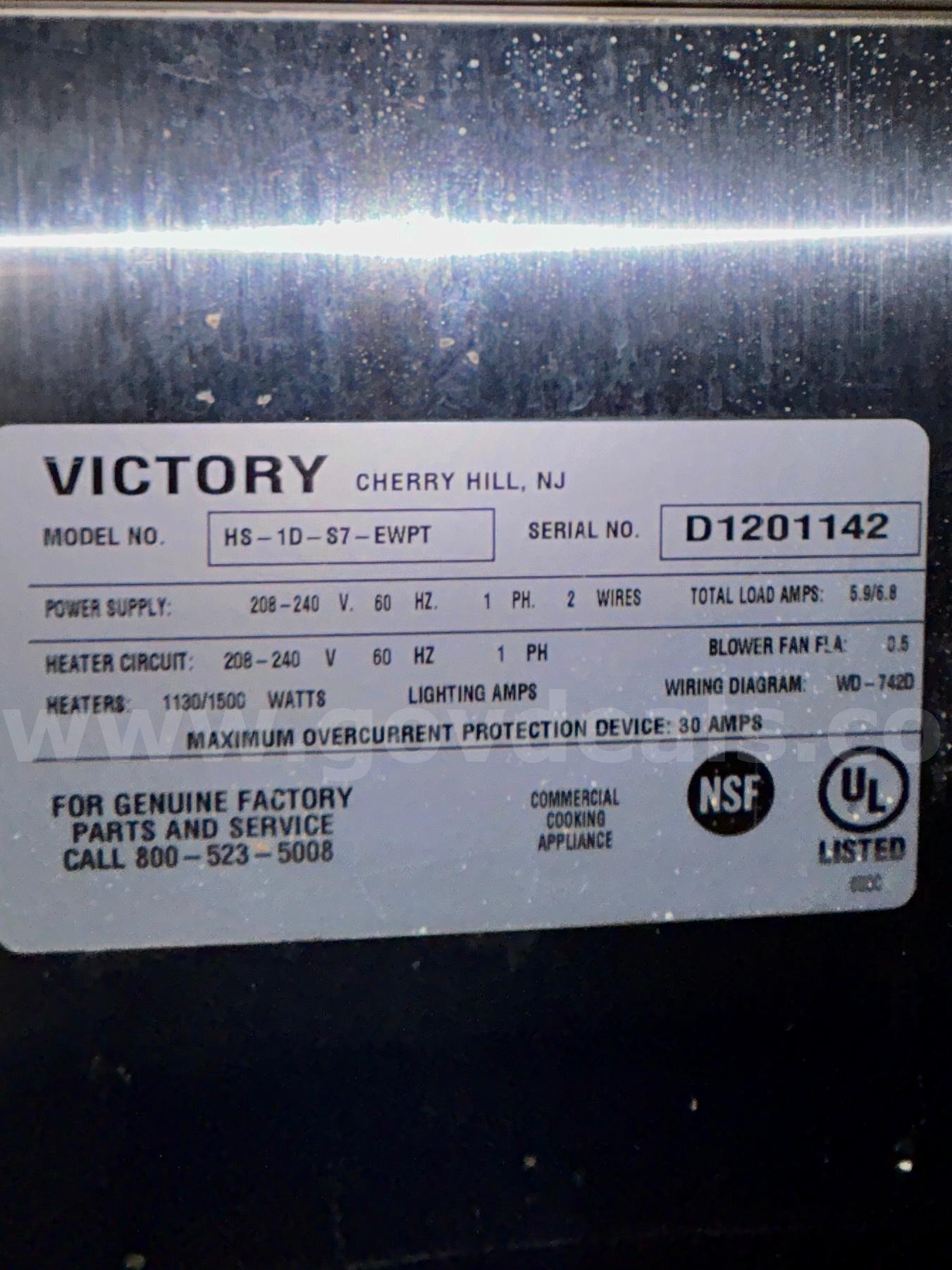 Pass Thru Proofer/Holding Cabinet  HS-1D-S7-EWPT Government Surplus Auction - Photo #2