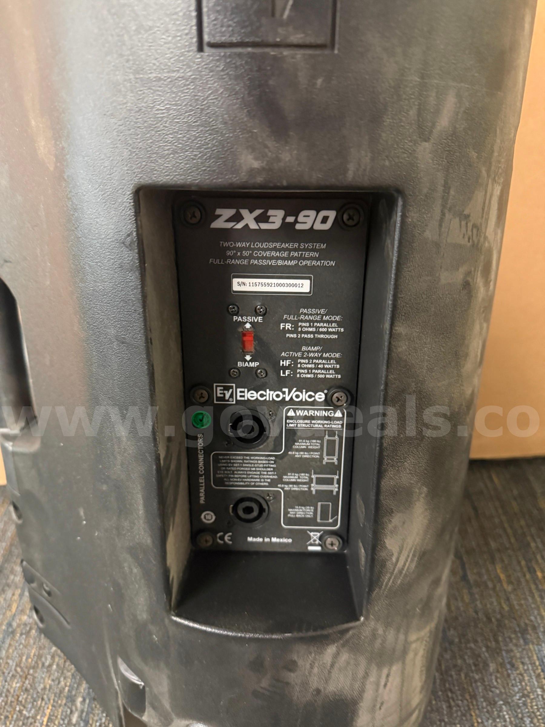 Speaker -  Electro-Voice ZX3-90 ElectroVoice See Description Below Government Surplus Auction - Photo #3