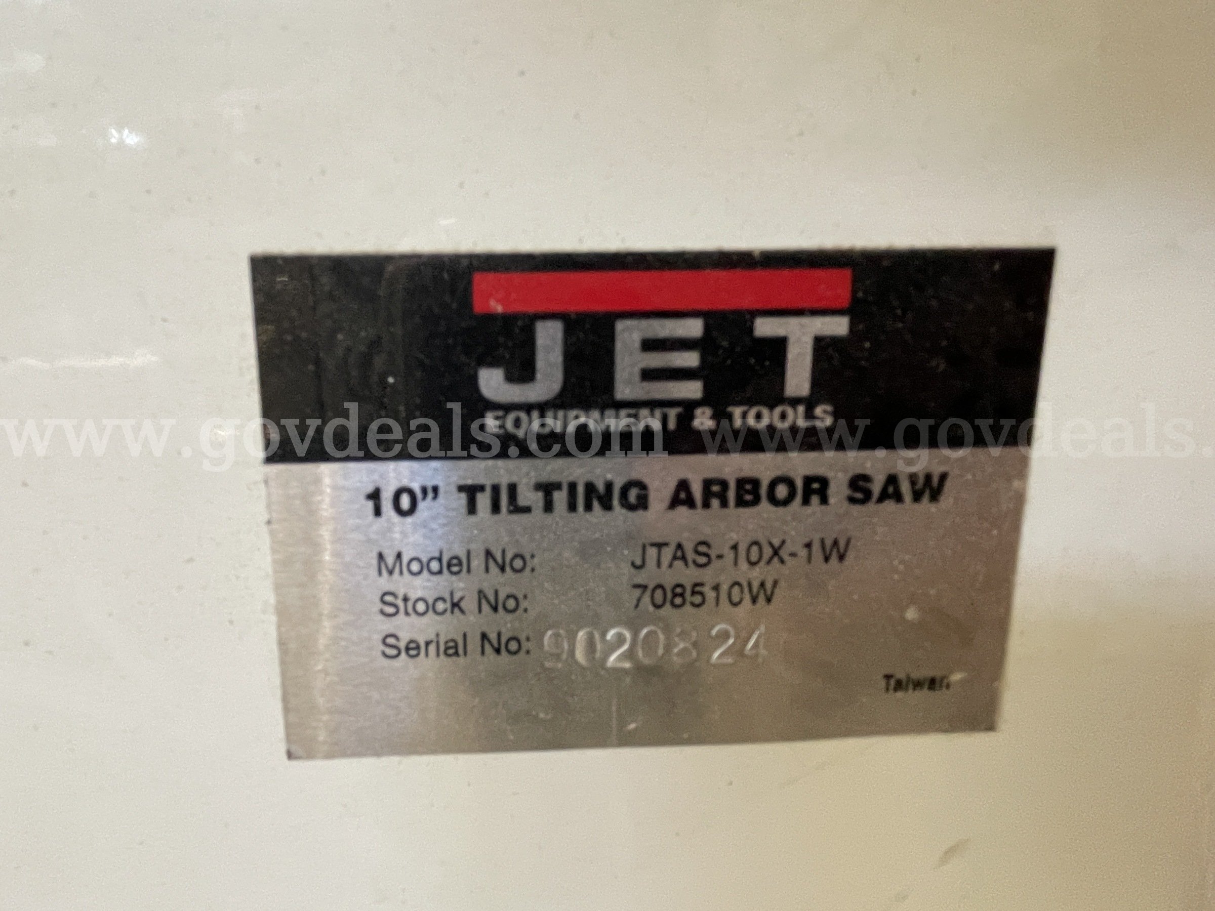 JET Tilt Arbor Saw JET  Government Surplus Auction - Photo #2