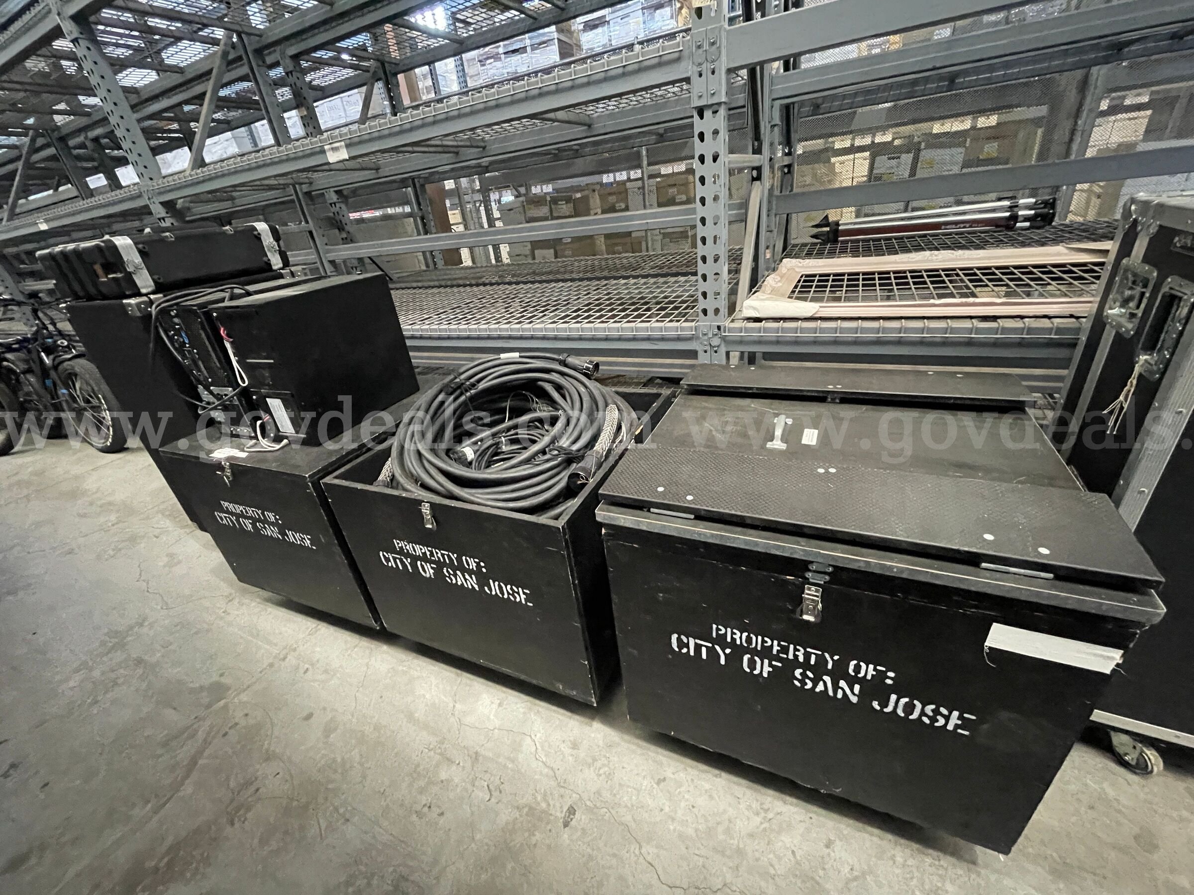 Large Lot of Equipment from Theater, Wooden Box w/Cables, Crest Console, APC Battery Backup   Government Surplus Auction - Photo #2
