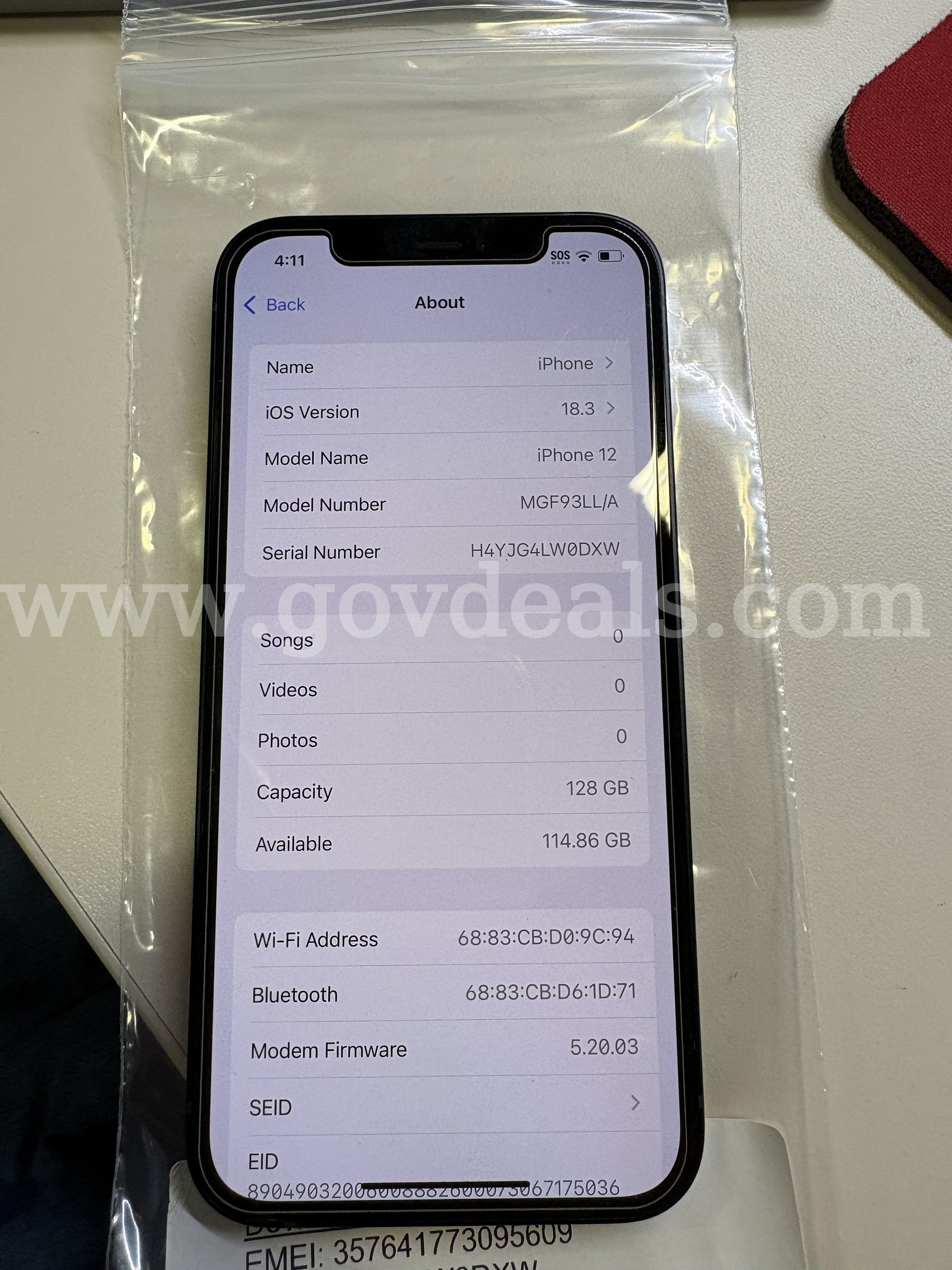 Apple iPhone 12 64GB Black – Tested – Wi-Fi, Cameras & Touch Screen Working (ID# 47576) (J1-2R) (No UPC) (#2) Apple iPhone 12 Government Surplus Auction - Photo #5