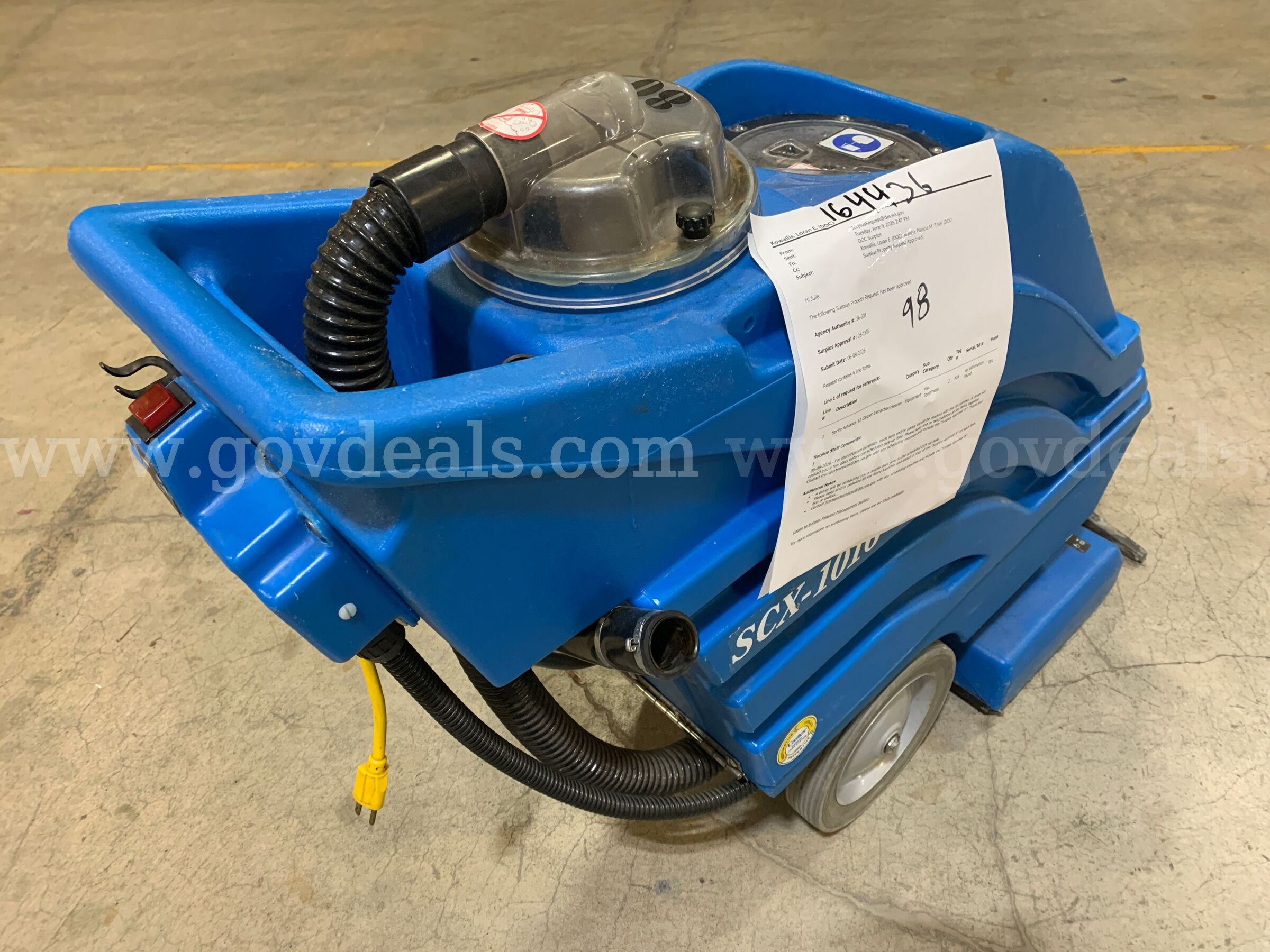 Castex SCX-1016 Carpet Extractor (ID #47580) (J4-1L) (26-1905-3) 310