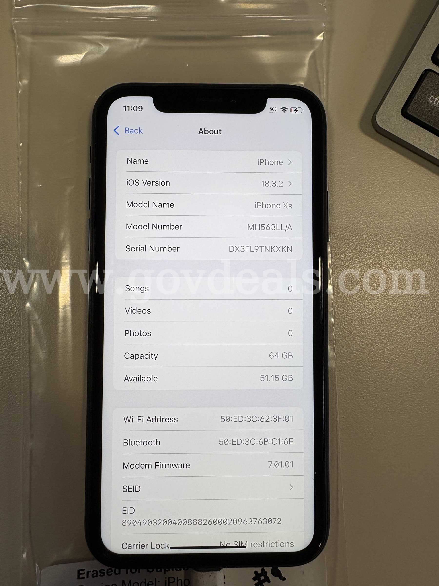 Apple iPhone XR 64GB Black – Unlocked – 98% Battery Health – Tested (ID# 47590) (J01-2R) (No UPC) (#9) Apple iPhone Government Surplus Auction - Photo #2