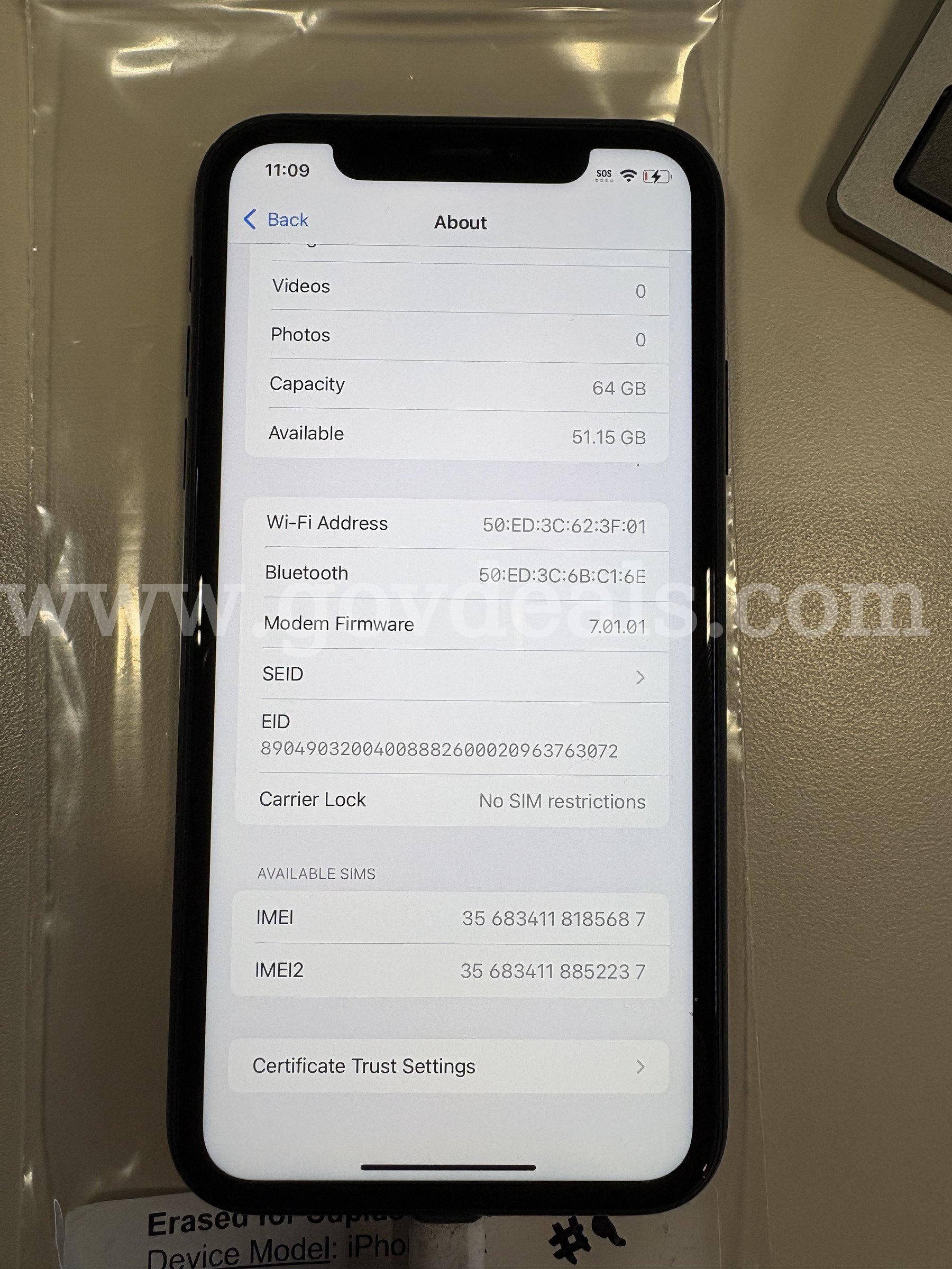 Apple iPhone XR 64GB Black – Unlocked – 98% Battery Health – Tested (ID# 47590) (J01-2R) (No UPC) (#9) Apple iPhone Government Surplus Auction - Photo #3