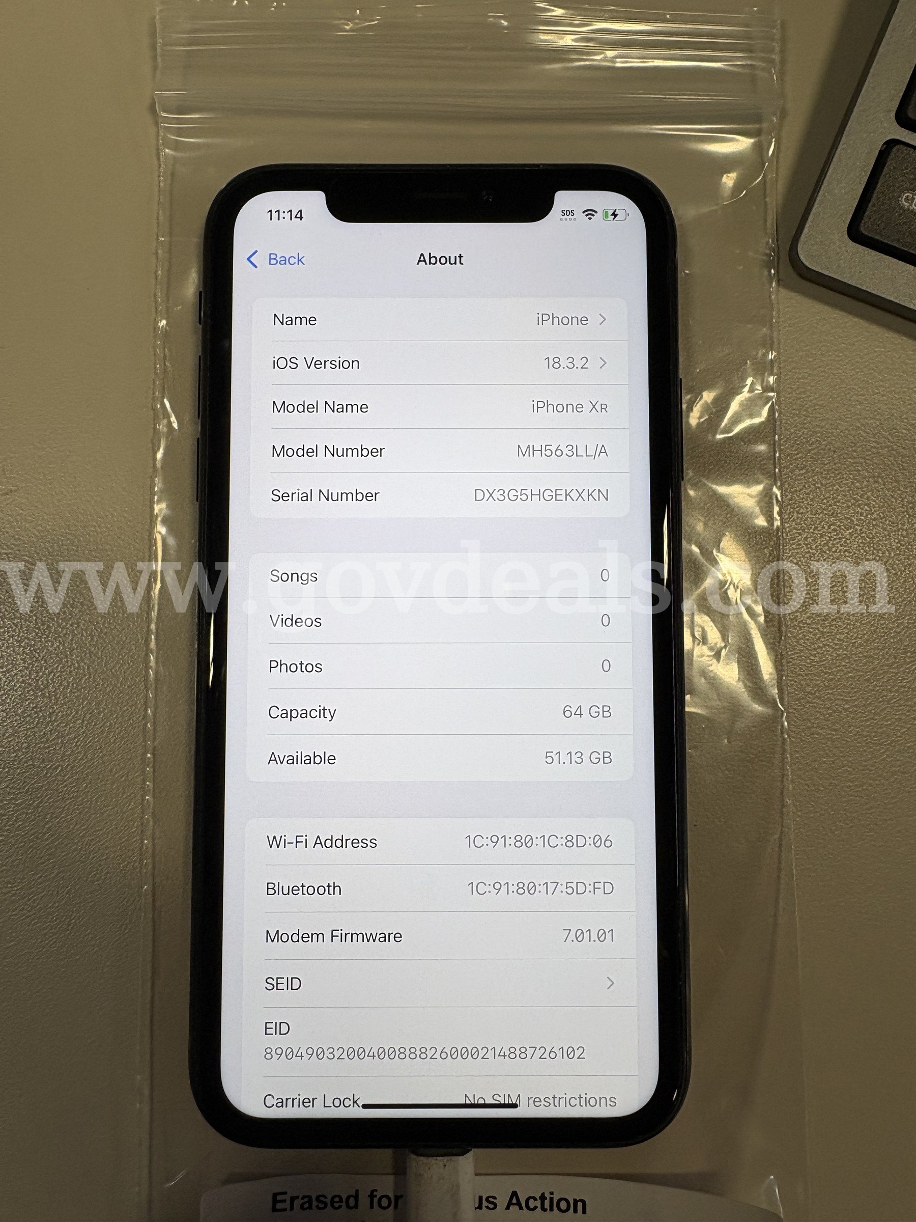 Apple iPhone XR 64GB Black – Unlocked – 94% Battery Health – Tested (ID# 47591) (J01-2R) (No UPC) (#10) Apple iPhone Government Surplus Auction - Photo #3