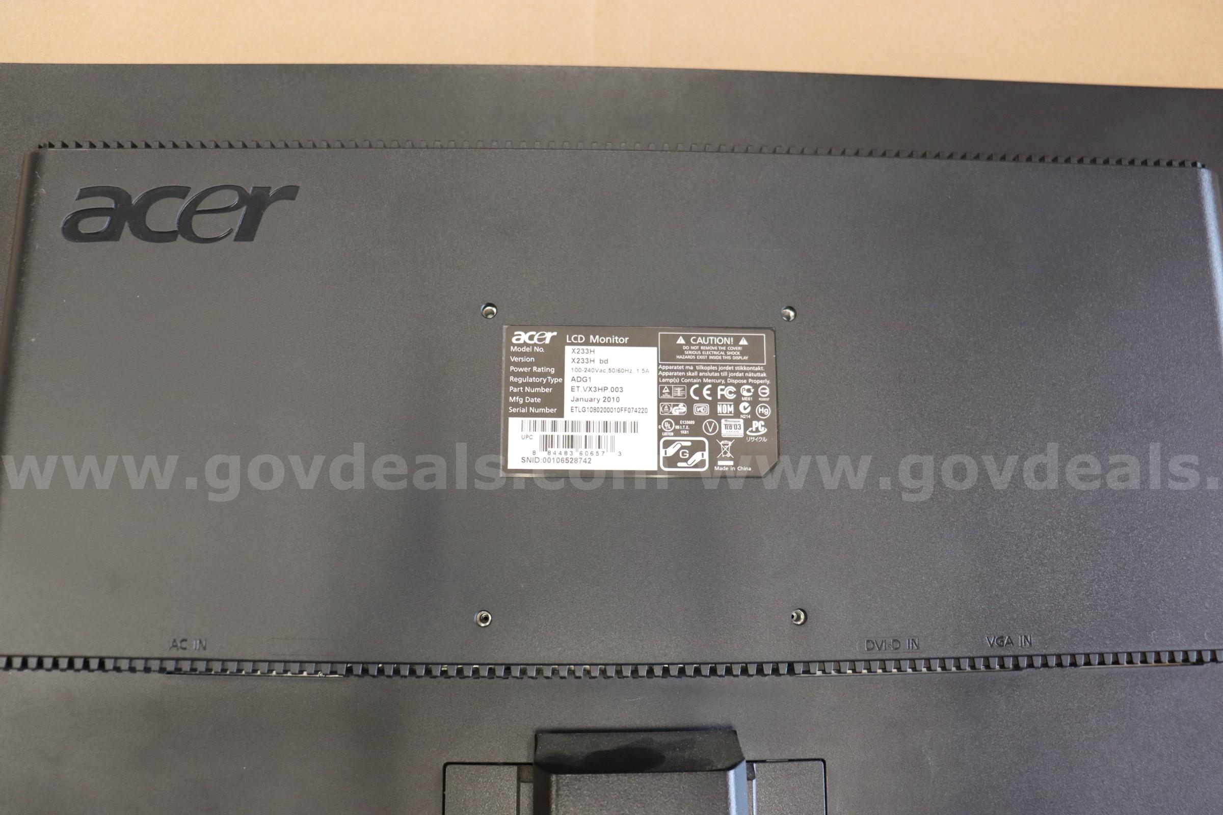 Acer LCD 23" Monitor Acer X233H Government Surplus Auction - Photo #3