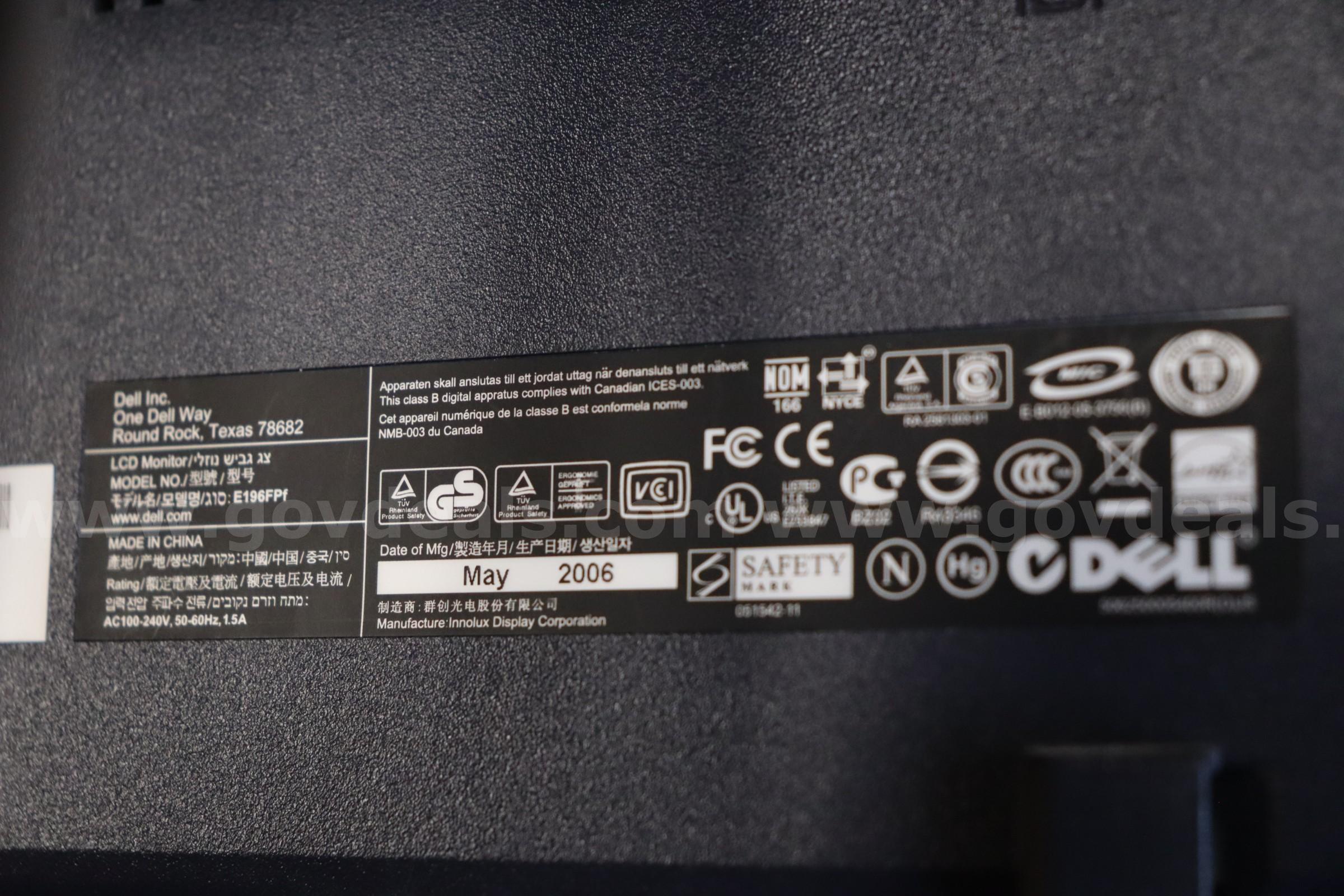 Dell 19" Monitor Dell E196FPf Government Surplus Auction - Photo #6