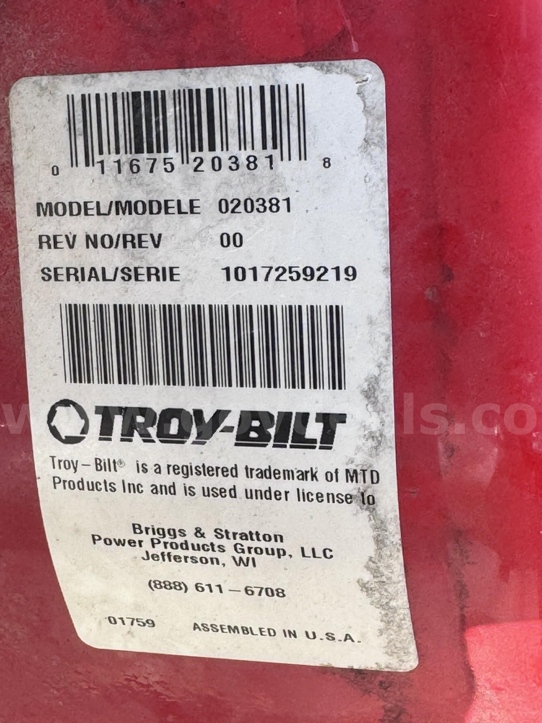 TROY-BILT Pressure Washer TroyBilt 020381 Government Surplus Auction - Photo #3