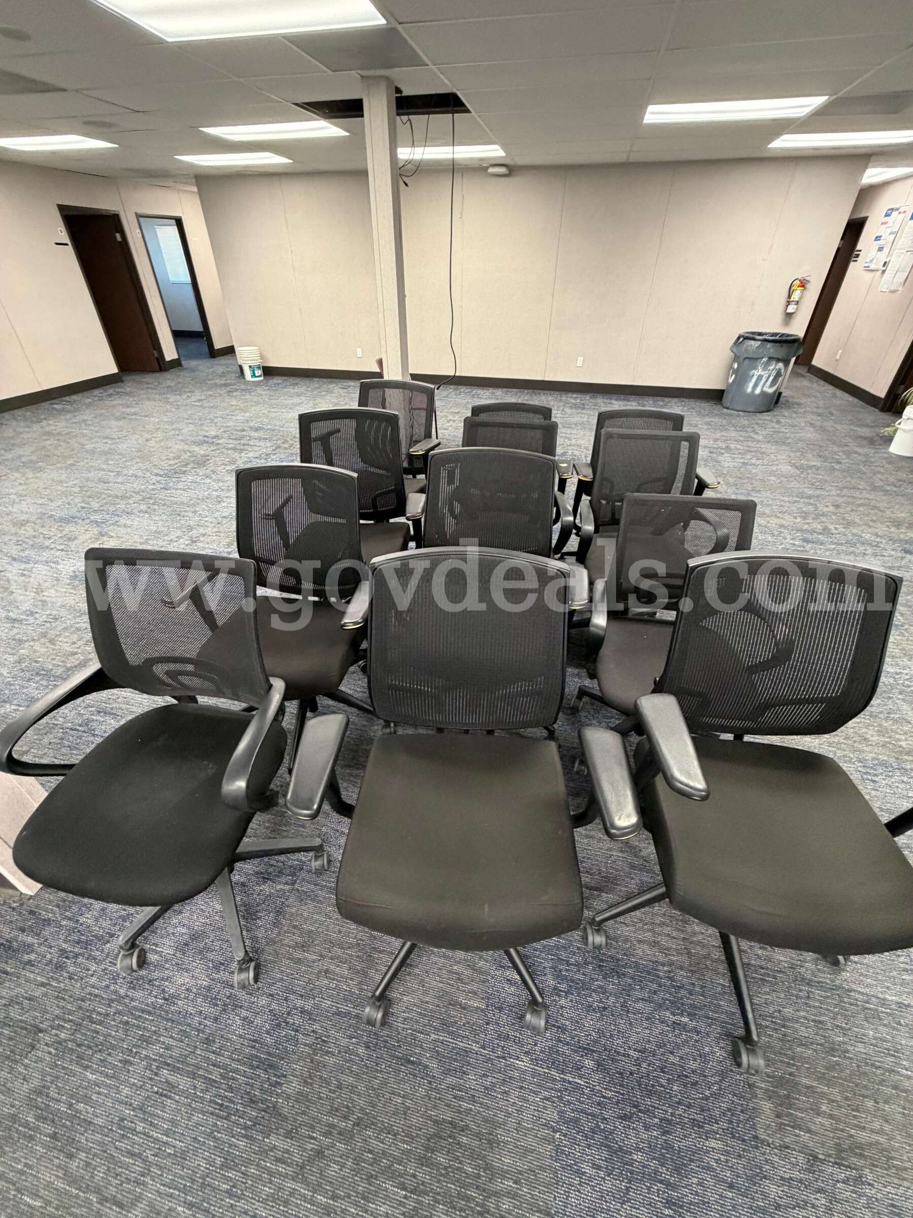 12 ea Office Chairs available.  Mesh Back, Padded Seat, Used Condition   Government Surplus Auction - Primary Photo